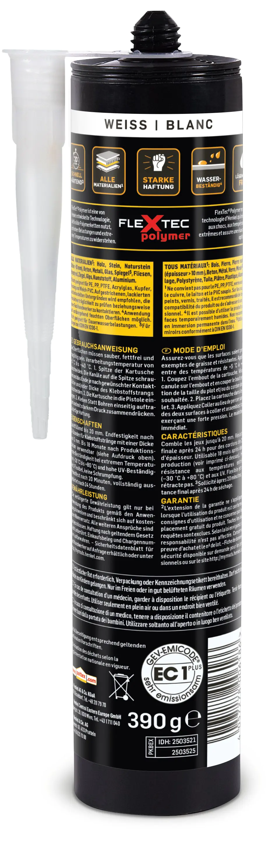 Pattex Montagekleber Kleben statt Bohren Express 390 g weiß