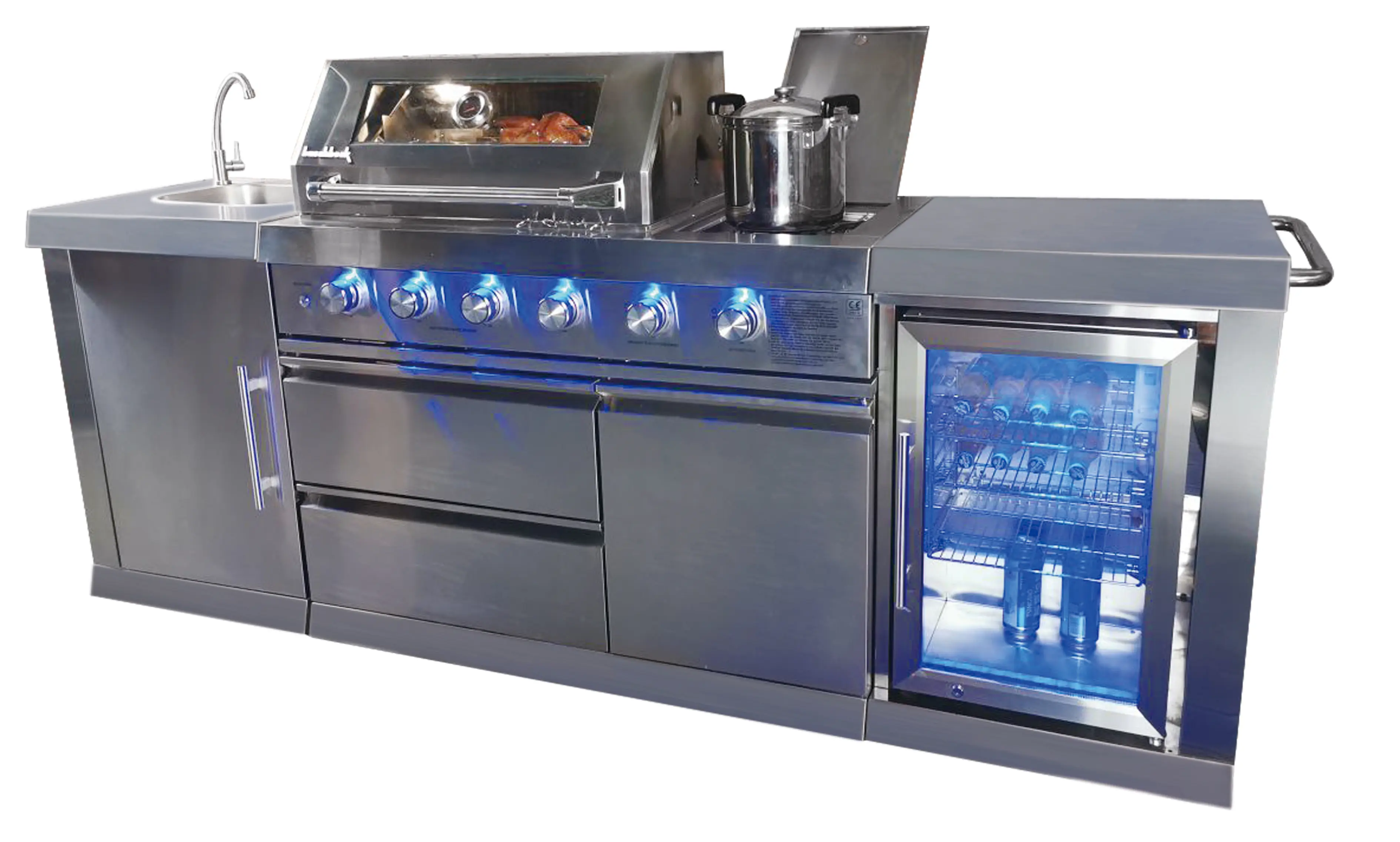 Buschbeck Outdoorküche Oxford inkl. 1 Seitenbrenner, Spüle und Kühlschrank