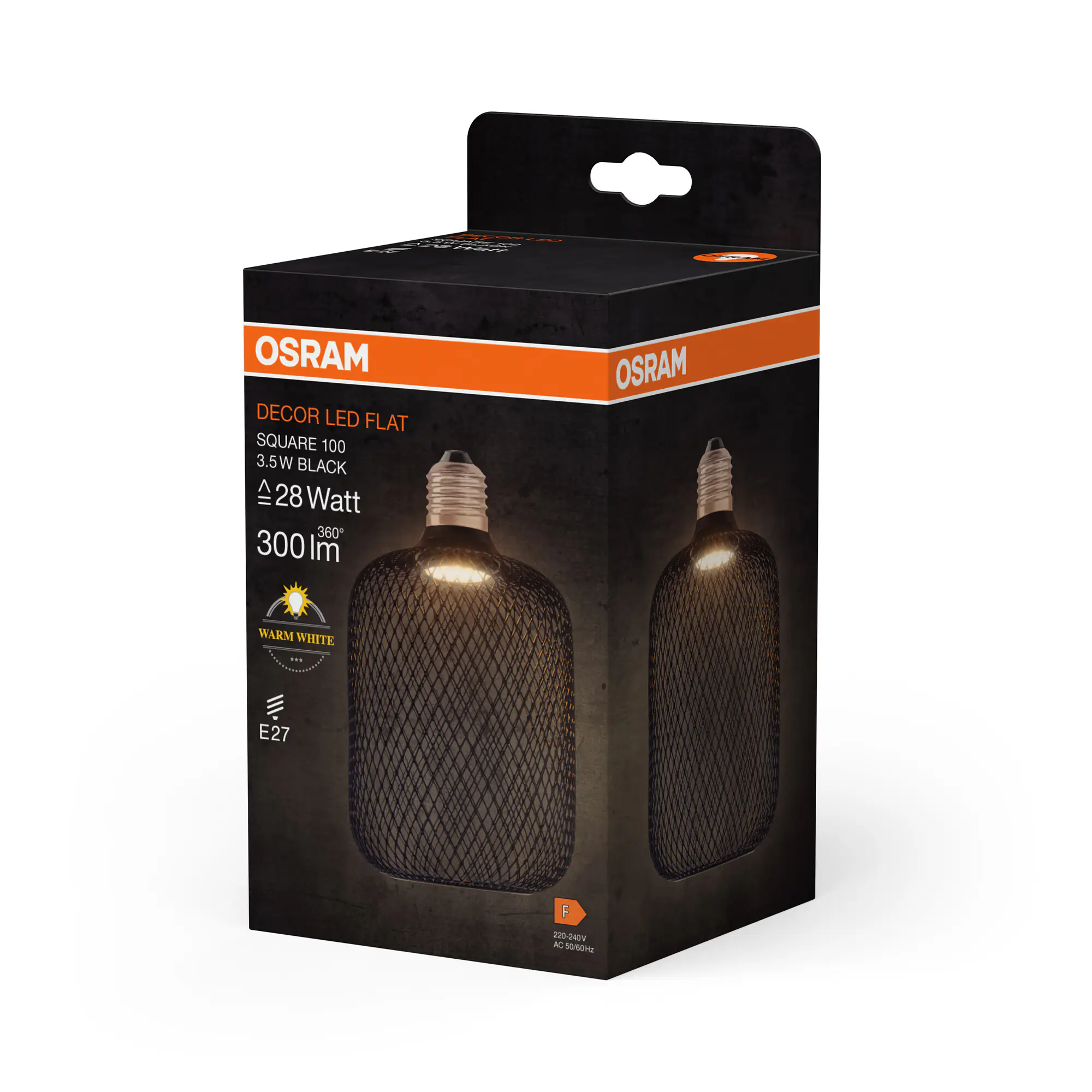 Osram LED Leuchtmittel Decor Flat Square 100 schwarz 3,5W 827 matt E27 Non-DIM
