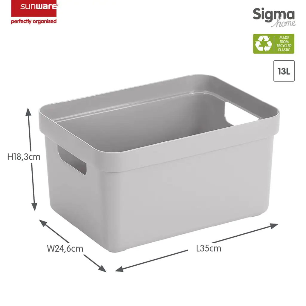 Sunware Aufbewahrungsbox Sigma Home mit Griffen 35,2 x 25,3 cm 13 L hellgrau
