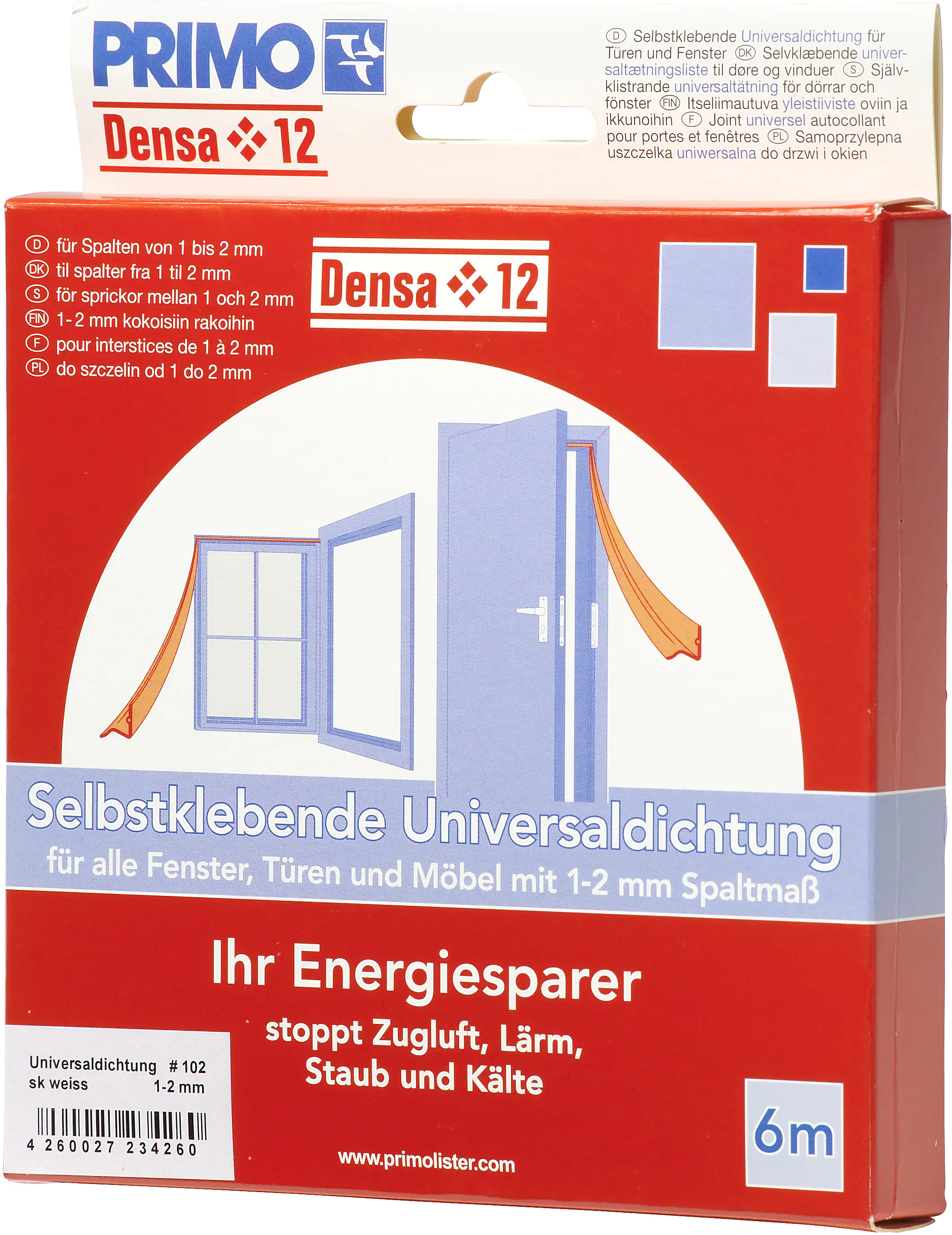 Primo Universaldichtung Densa 12 weiß, für Türen + Fenster, 6 Meter