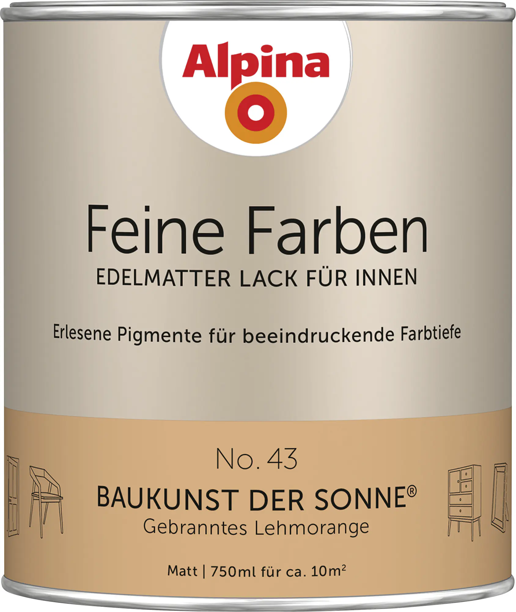 Alpina Feine Farben Lack No. 43 Baukunst der Sonne - lehmorange 750 ml