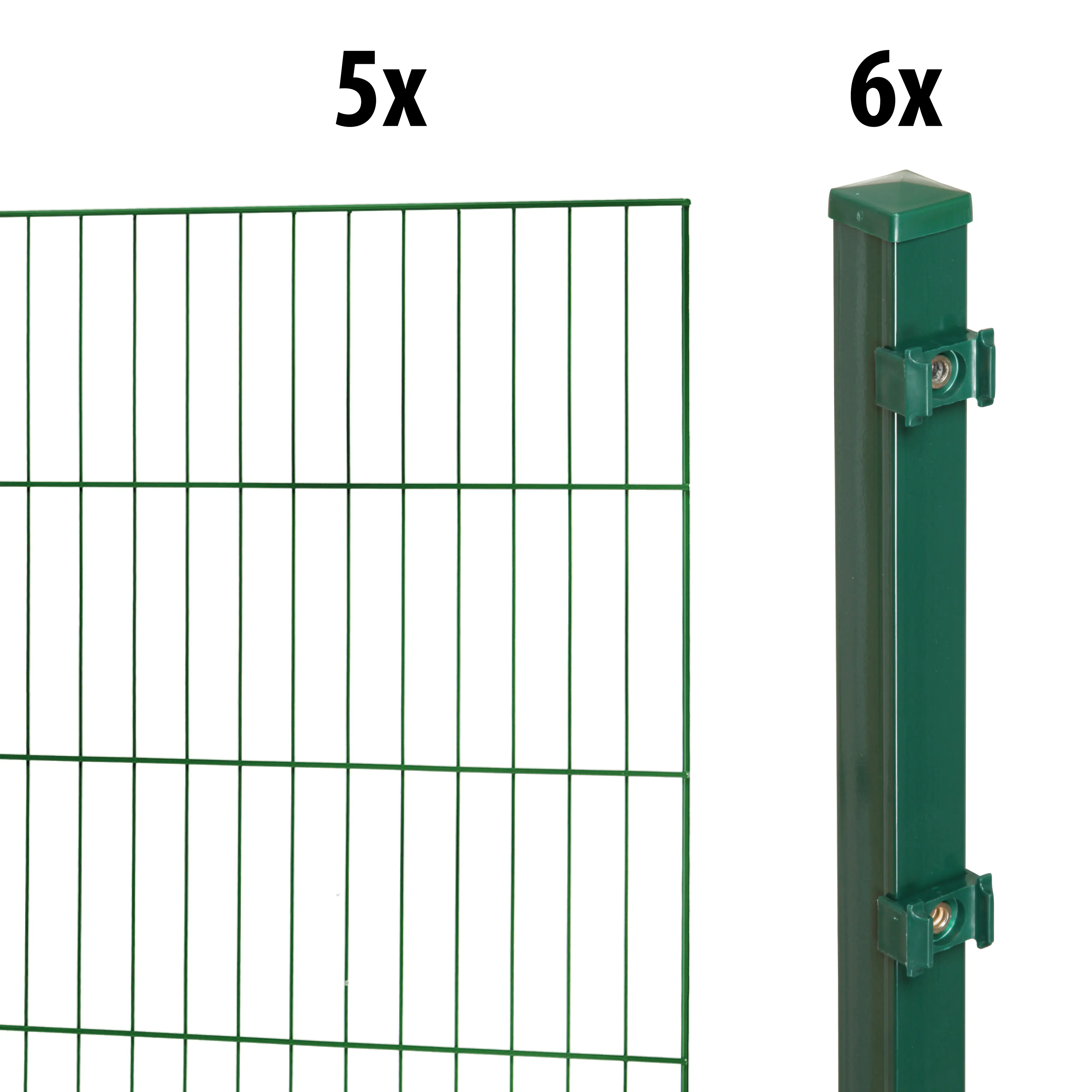Floraworld Einstabmatten-Zaun Set Classic 10 m 200 x 75 cm inkl. 6 Pfosten 125 cm moosgrün