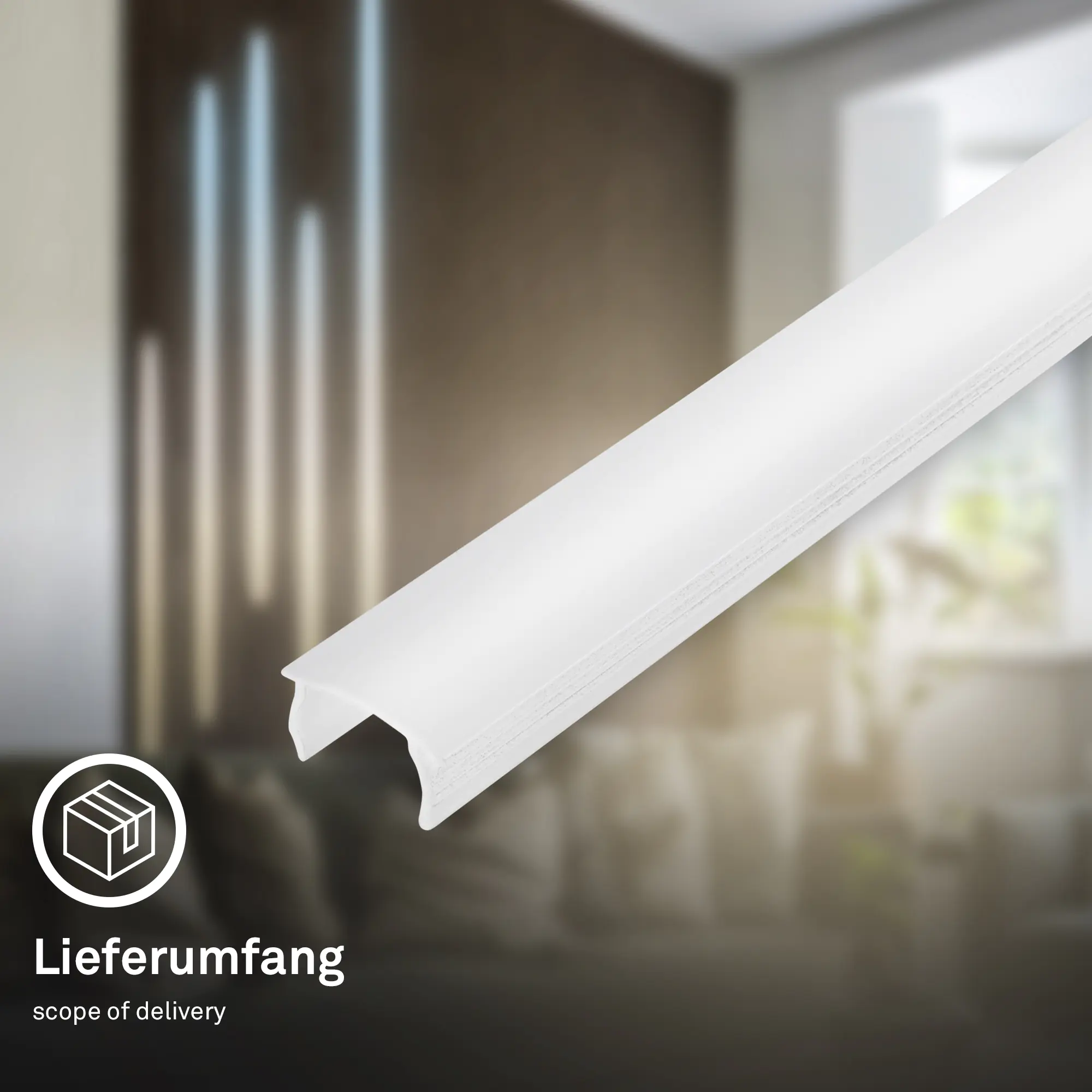 PC Profil Diffusor für Akustikpaneele Kunstoff 130 cm Milchglas Optik 16-17 mm
