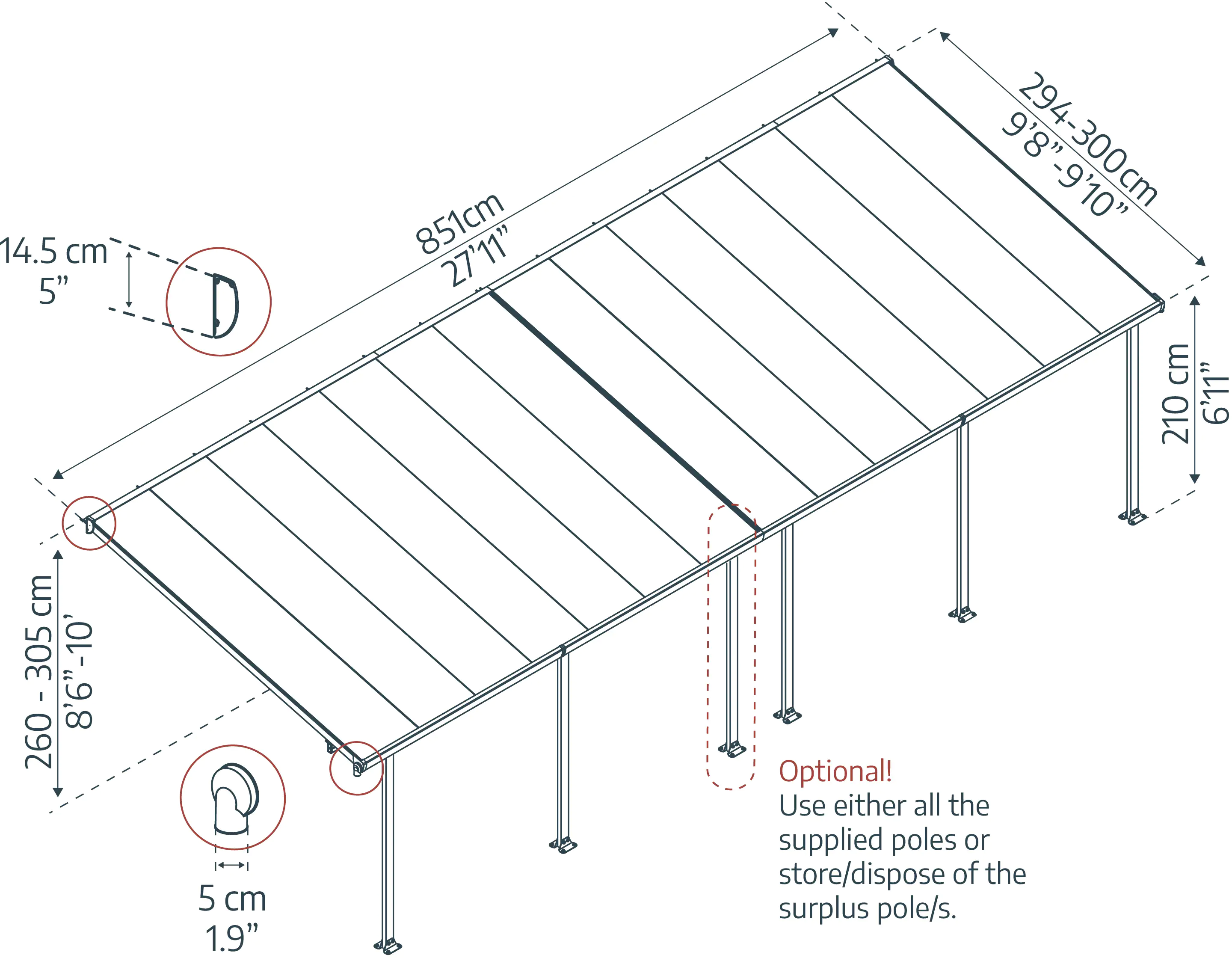 Canopia Terrassenüberdachung Feria  851 x 294 cm weiß