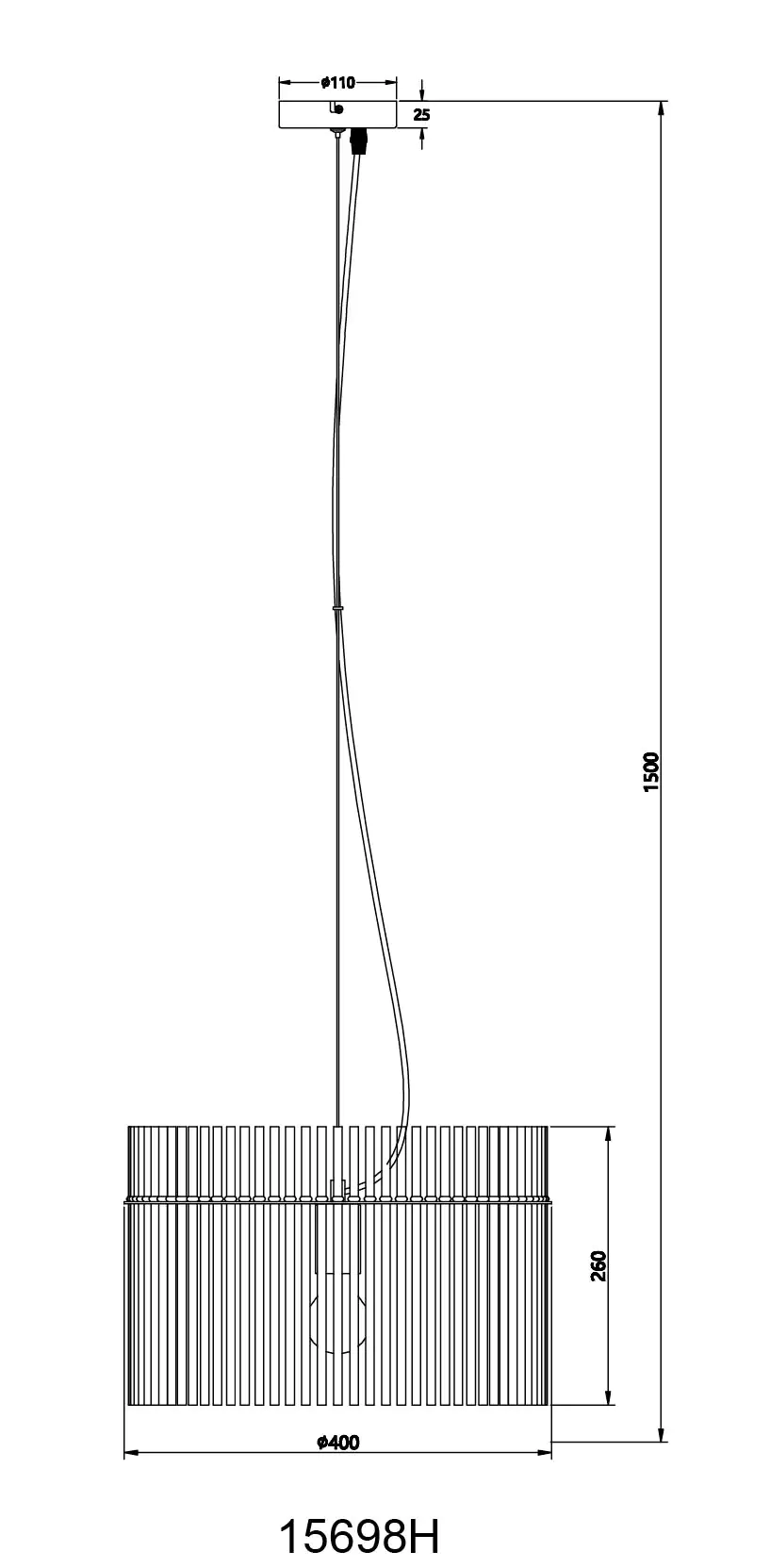 Globo Hängeleuchte Gorley schwarz chrom 40 x 150 cm E27