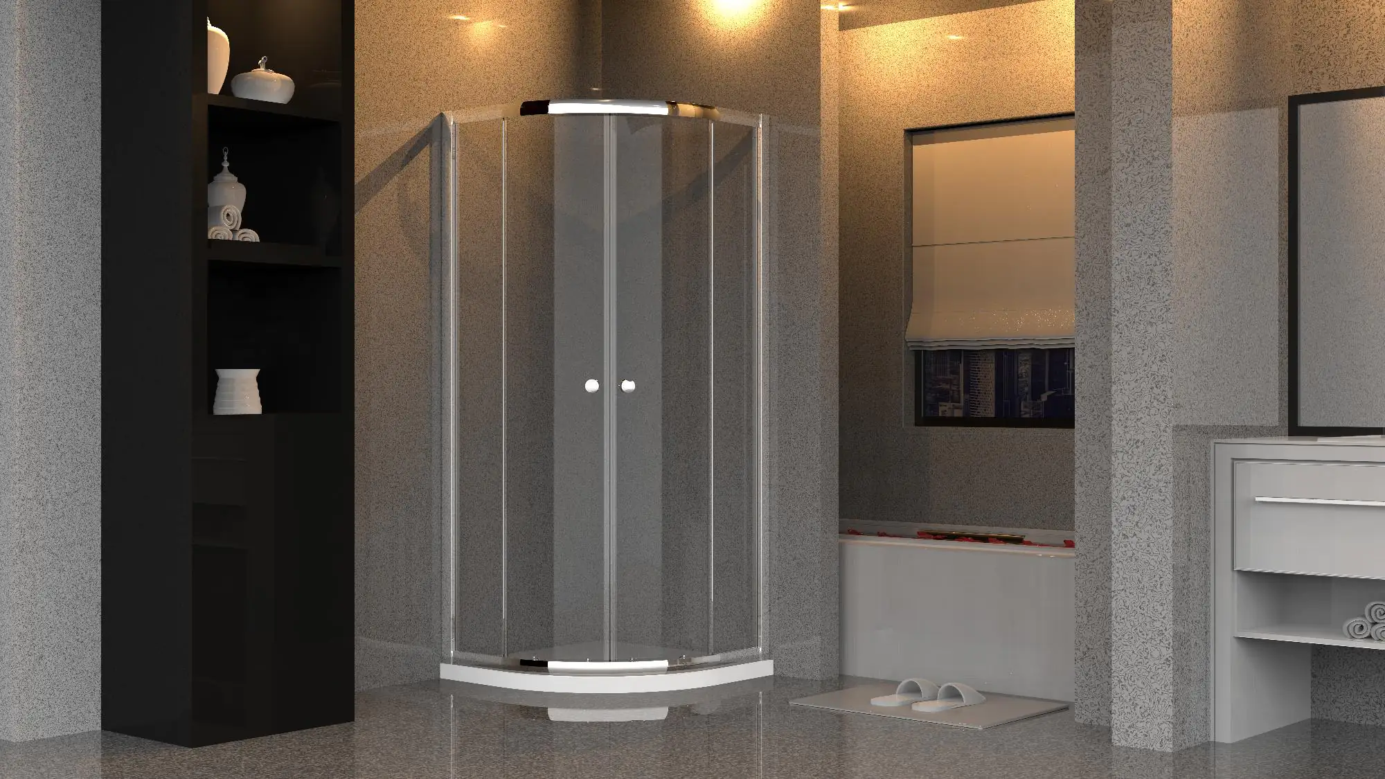 Primaster Runddusche Easy-5 Schiebetür 80 x 80 cm Klarglas chrom