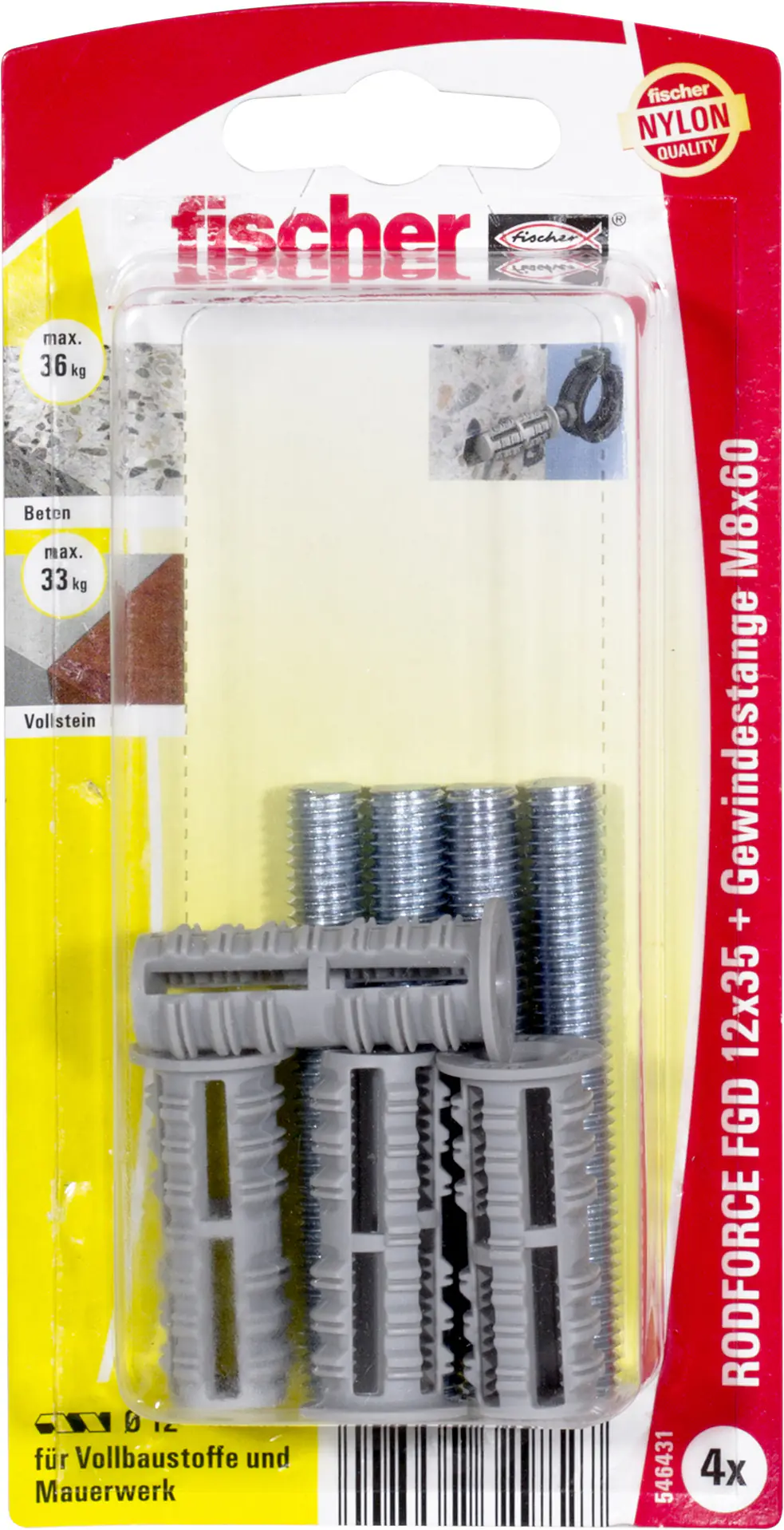 Fischer Gewindestangendübel 8.0 x 35 mm - 4 Stück