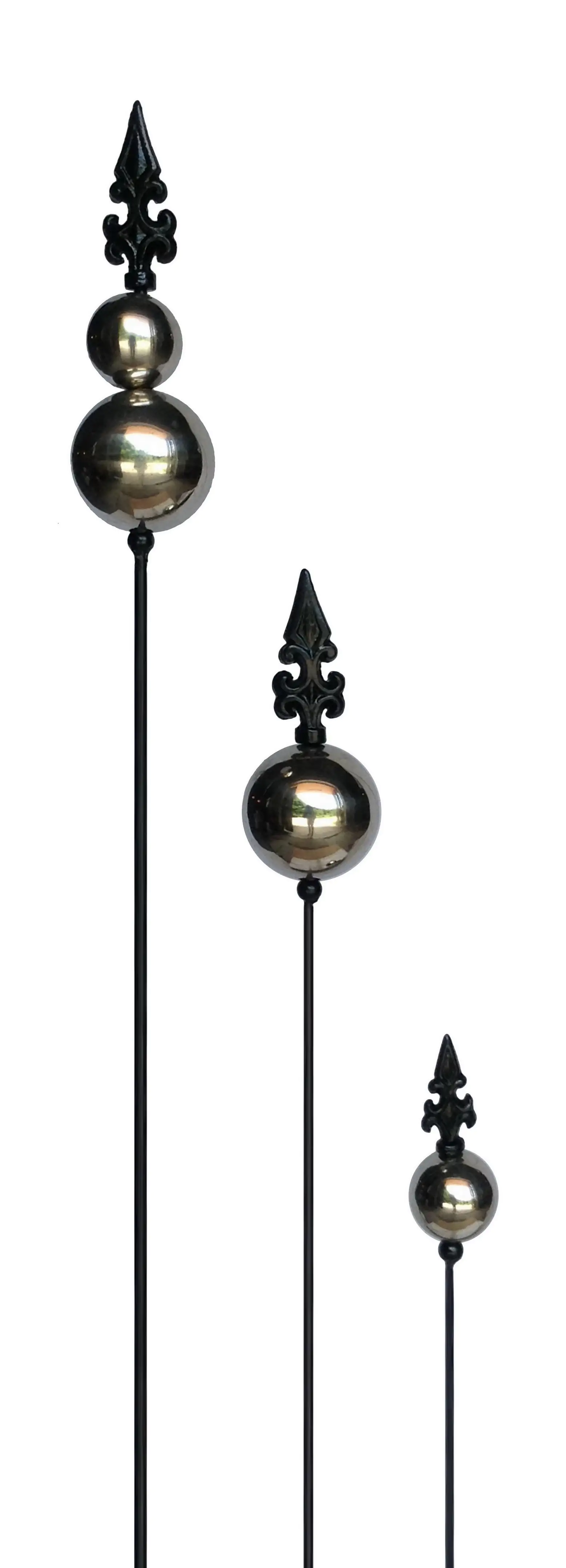 TrendLine Gartenstecker Kugel Ø 7,5 x 115 cm schwarz silber