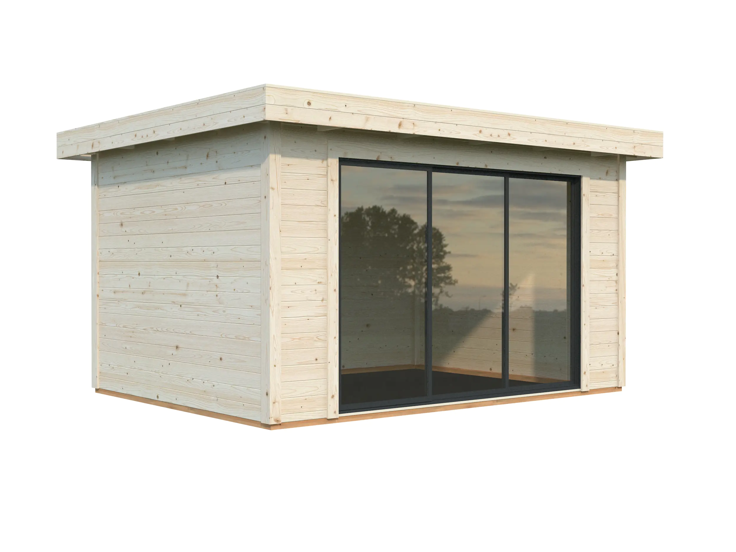 Palmako Gartenhaus Lydia 385 x 291 cm mit Schiebetüren naturbelassen