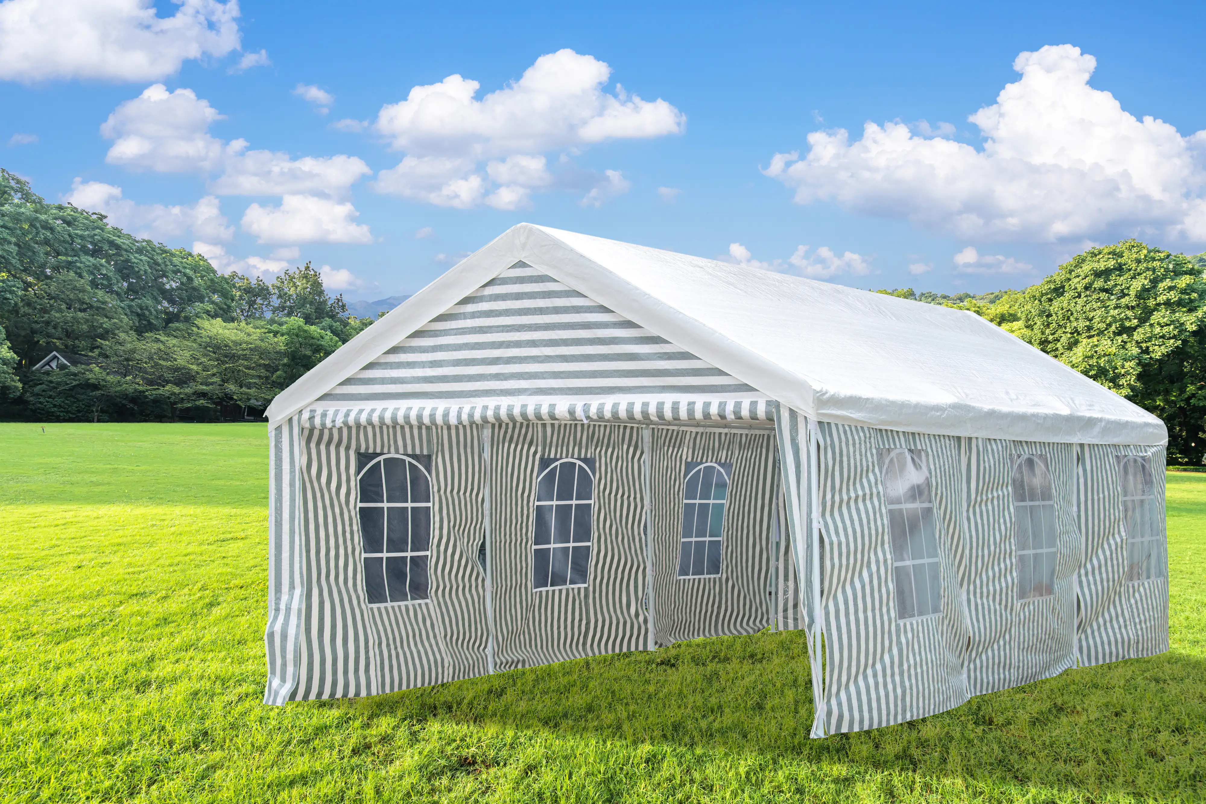 TrendLine Großraumzelt 400 x 800 cm grün-weiß