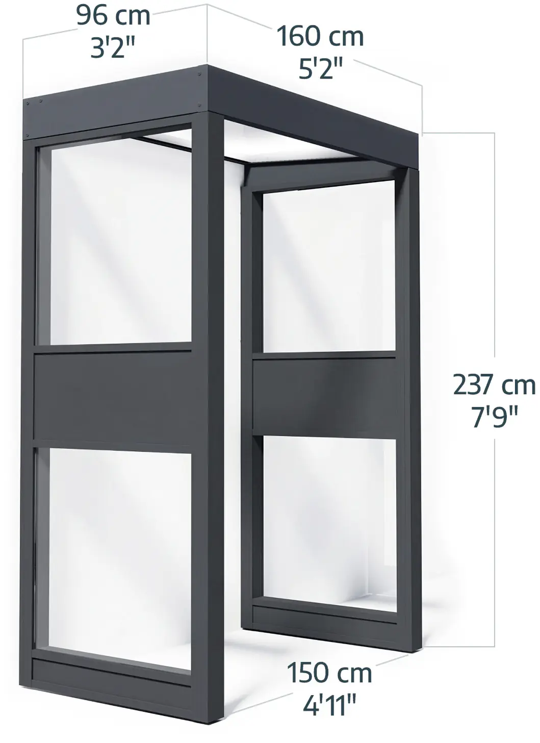 Canopia Vordach Sophia 160 x 95 cm Opal grau +2 Seitenteile 