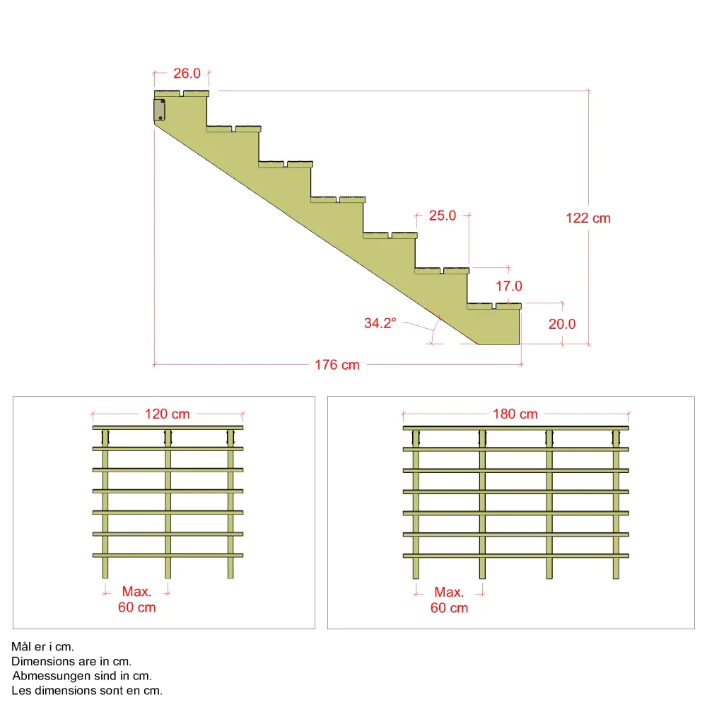 Plus Außentreppe Kiefer 7 Stufen 180 cm breit