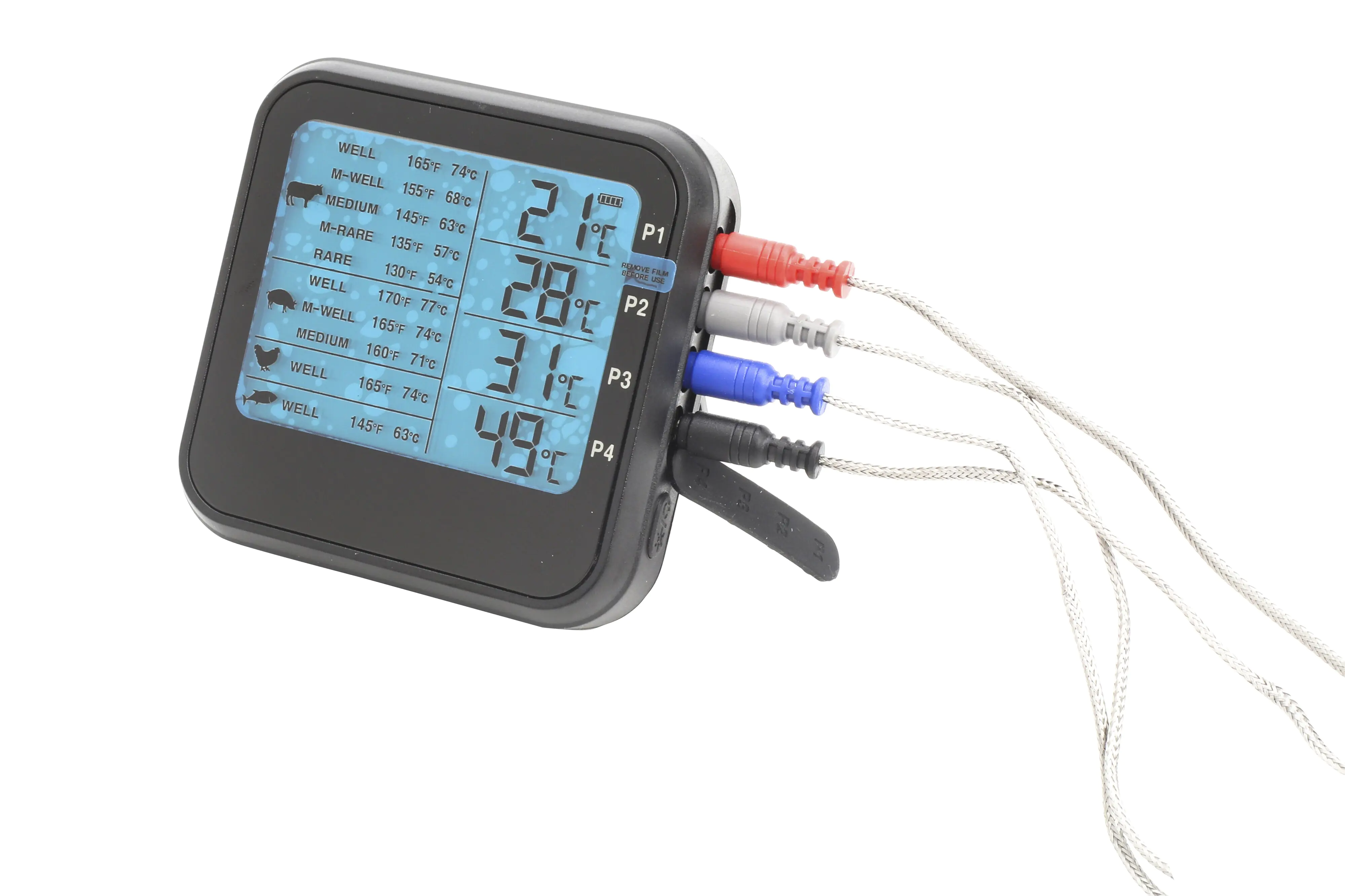 Primaster BBQ-Thermometer mit 4 Temperaturfühler 