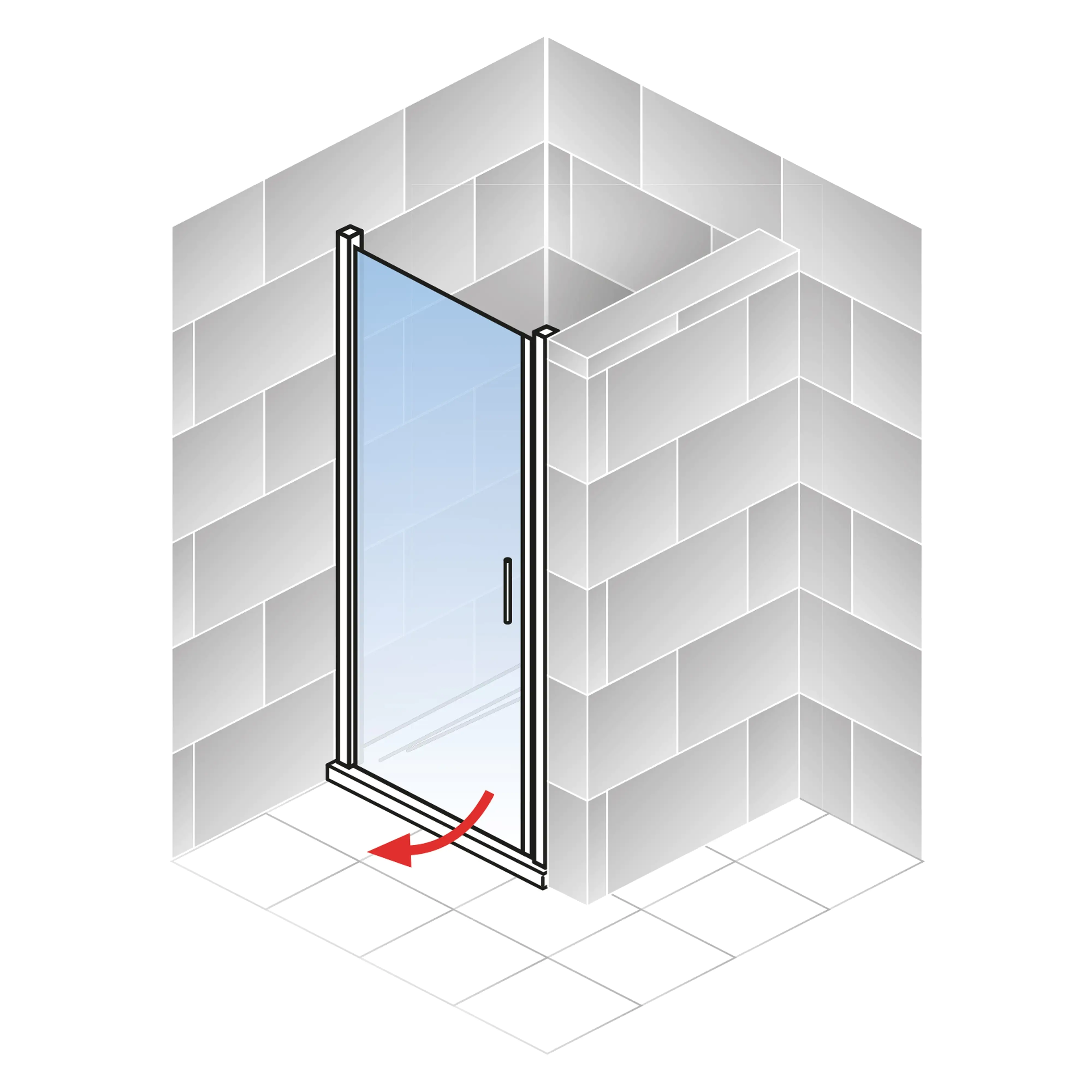 Schulte Nische mit Drehtür 90 x 200 cm Trend 2.0 Alu-Natur