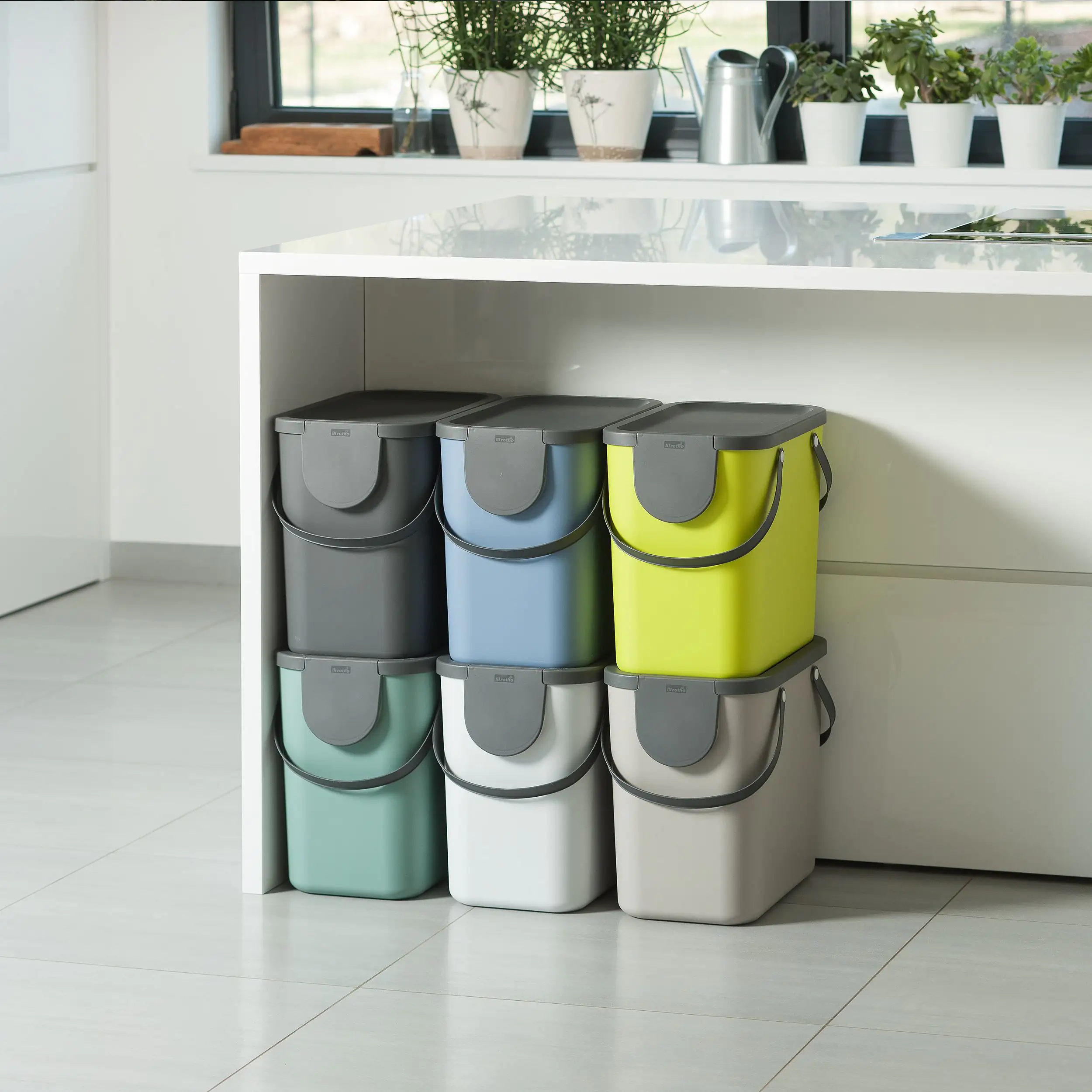 Rotho Mülltrennungssystem Albula 25 L horizon blue Recyclingbehälter