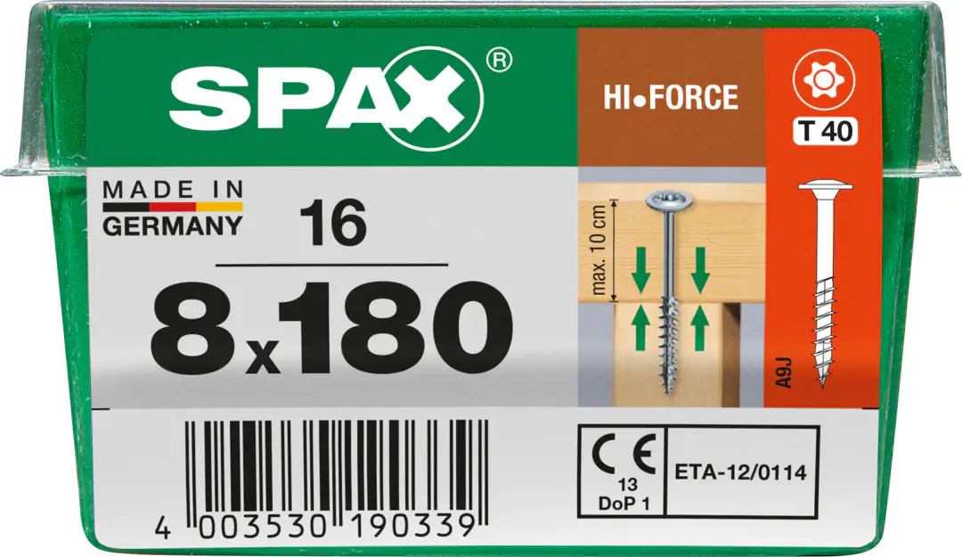 Spax Holzbauschrauben 8.0 x 180 mm TX 40 - 16 Stk.