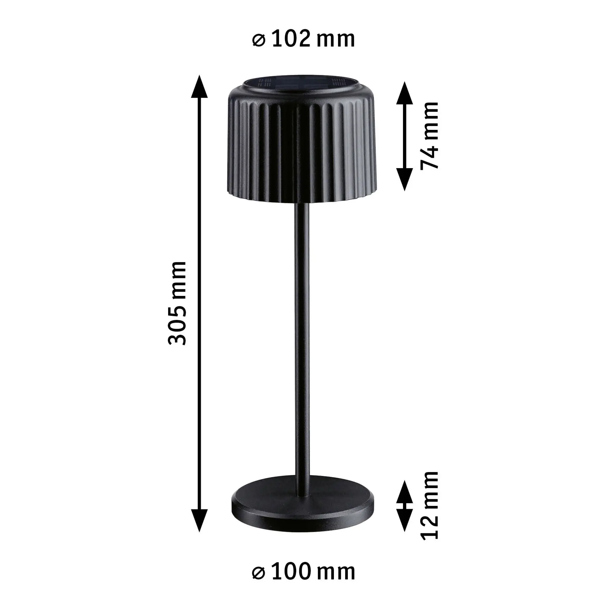 Paulmann Solar-Akku-Tischleuchte Else schwarz 30,5 cm warmweiß 