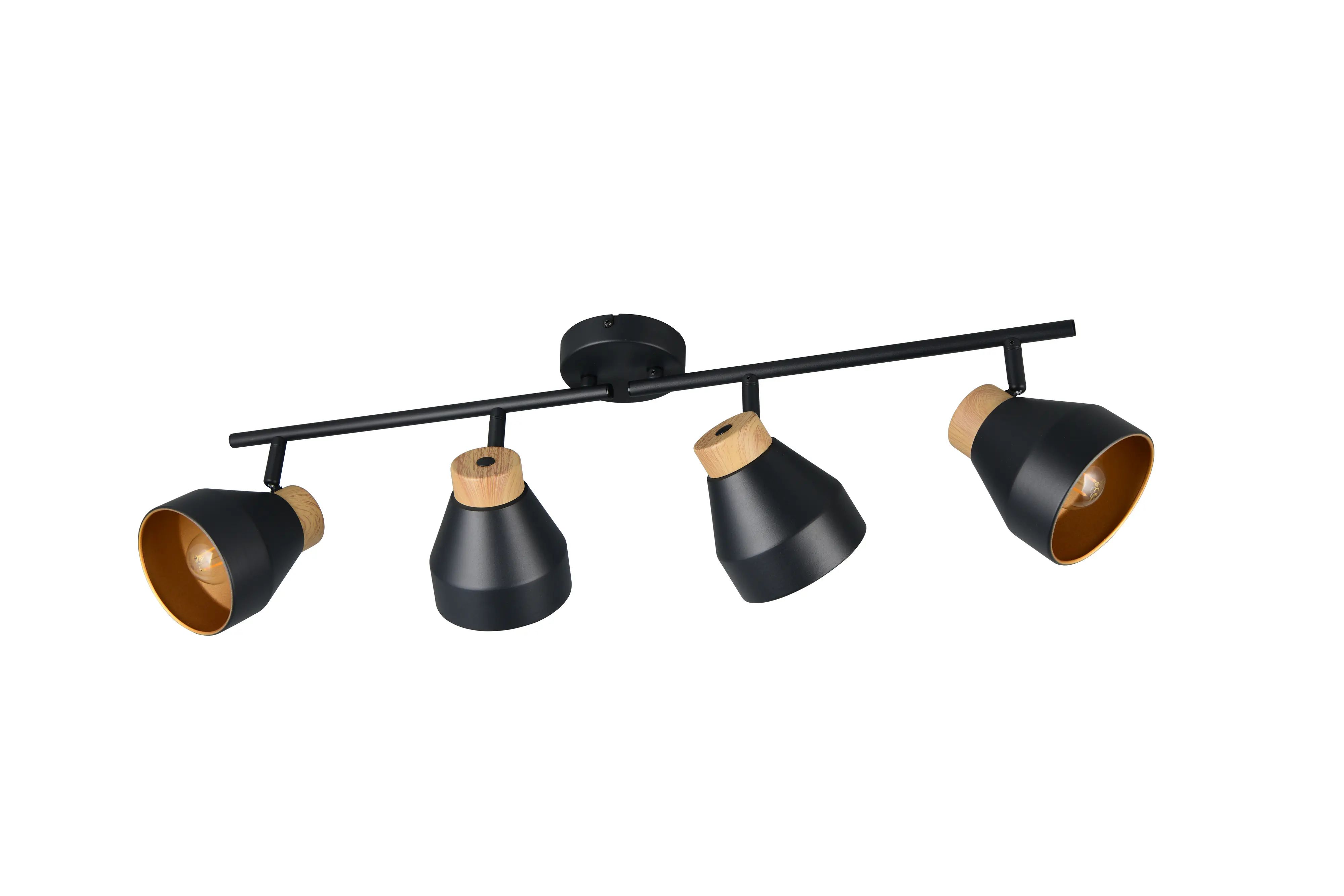 Trio LED-Deckenlampe 4er Spot Valentin 22 x 71,5 cm schwarz matt/natur