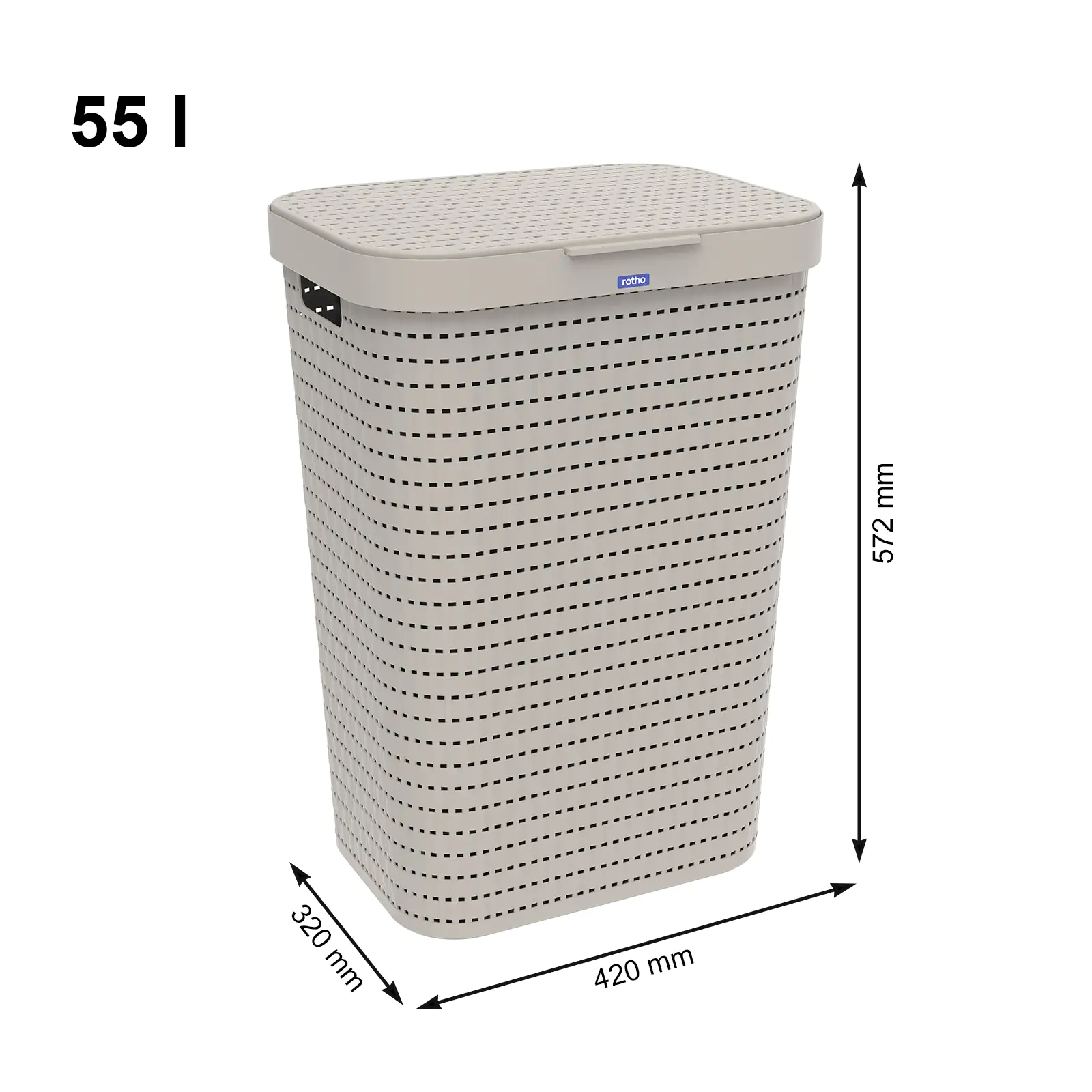 Rotho Wäschesammler Country, 55 L cappuccino