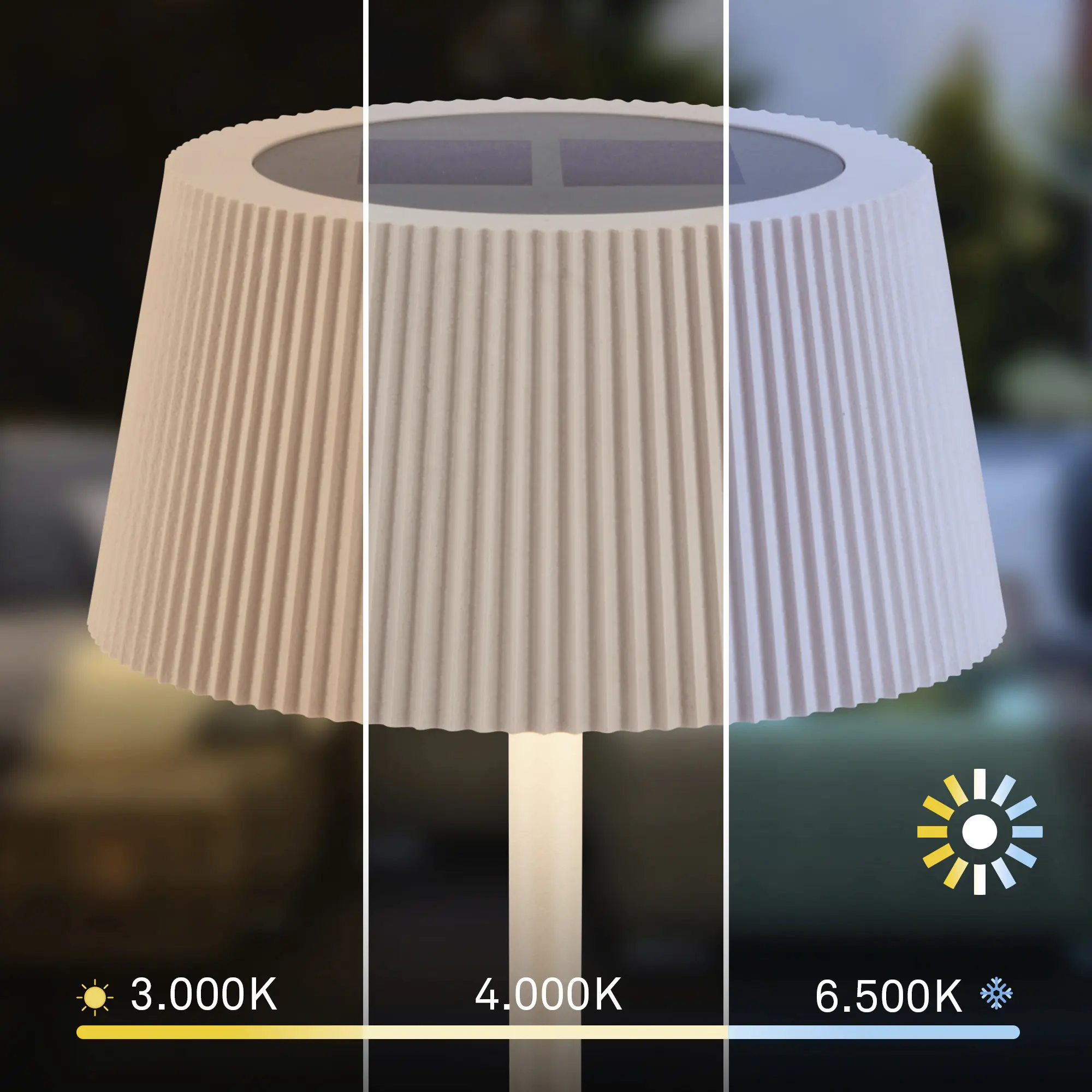 Briloner LED Solar-Tischleuchte Alia Ø 12 x 34 cm warmweiß-kaltweiß beige dimmbar