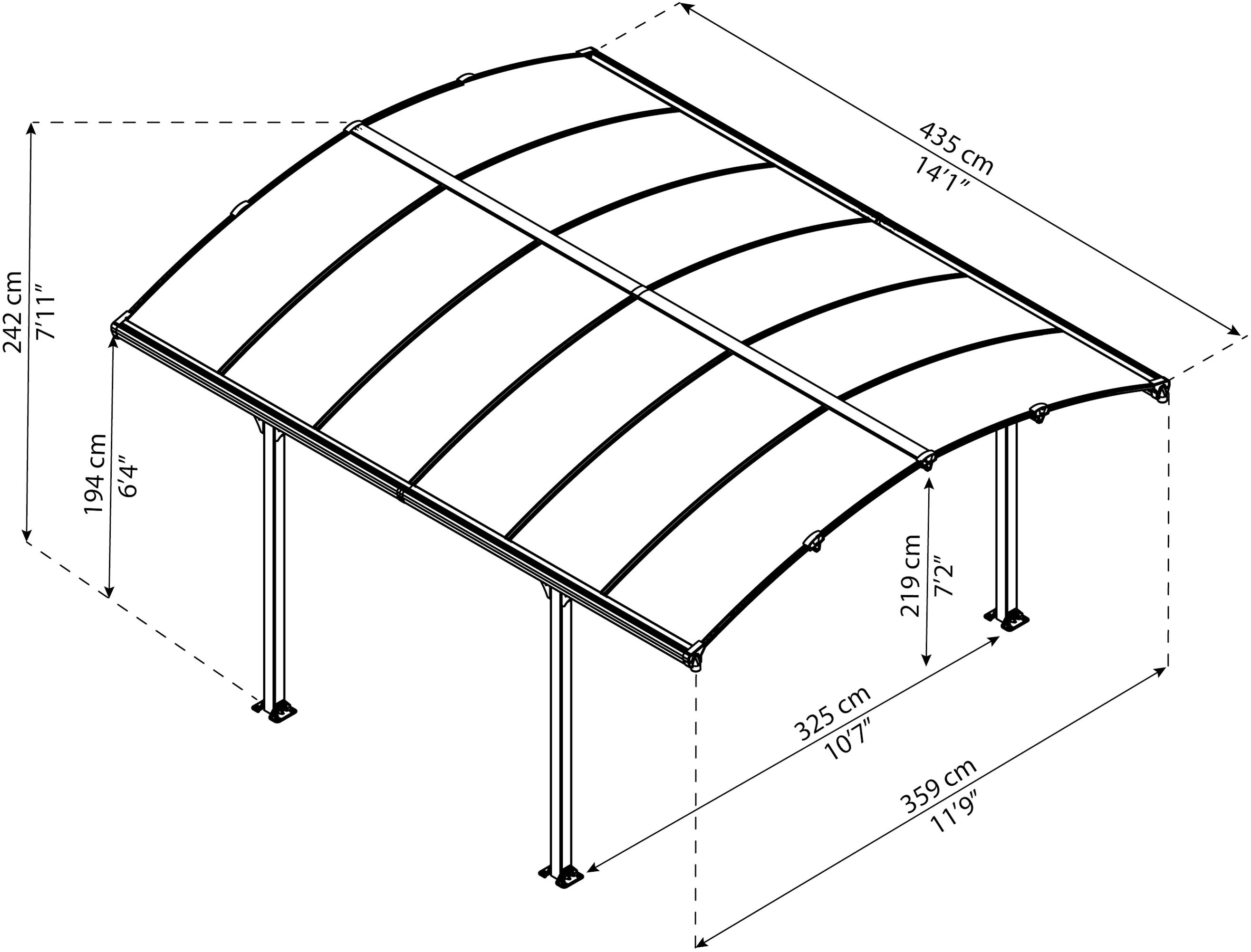 Canopia Carport Tucson  435 x 359 cm anthrazit