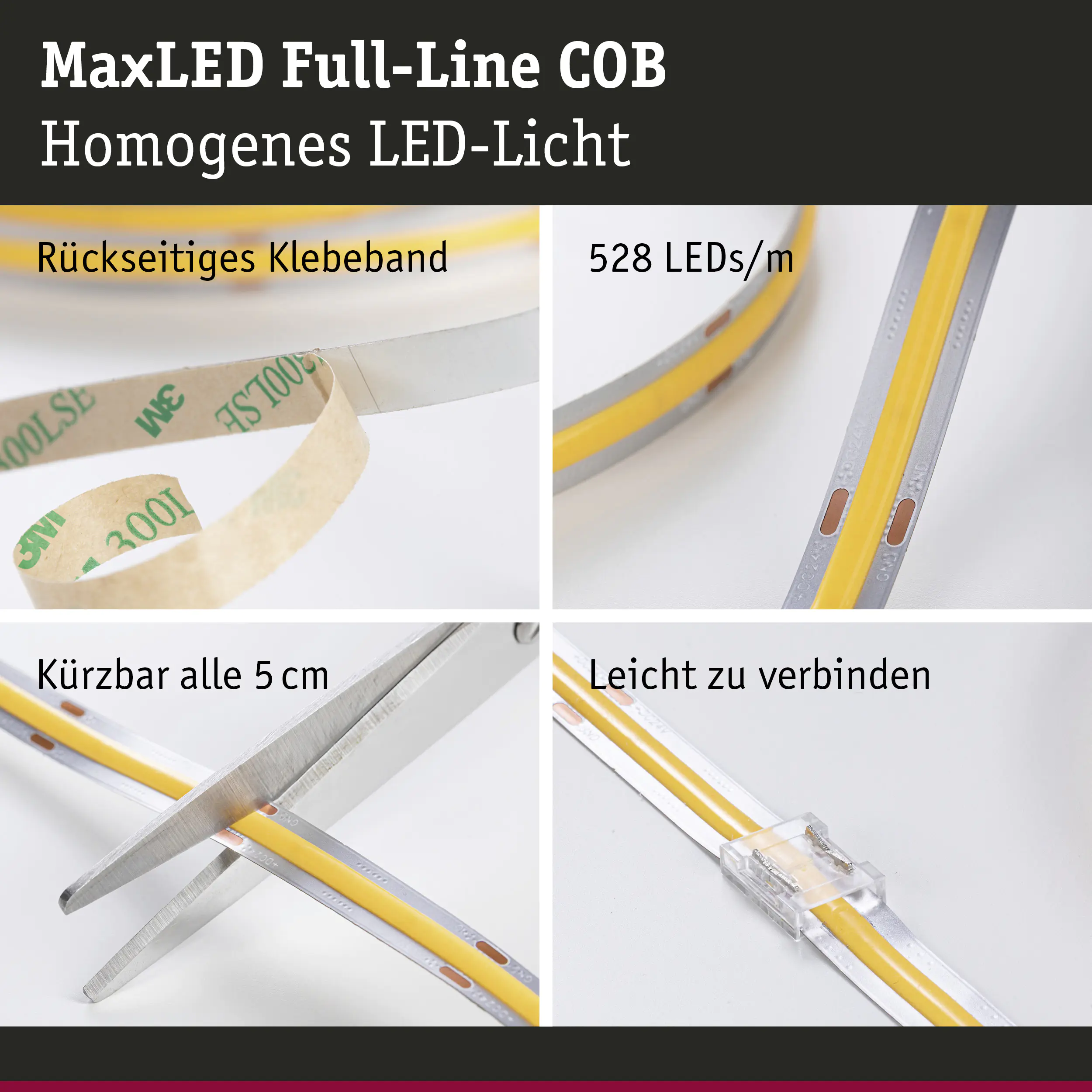 Paulmann MaxLED 1000 Stripe 2,5 m warmweiß Full-Line COB silber