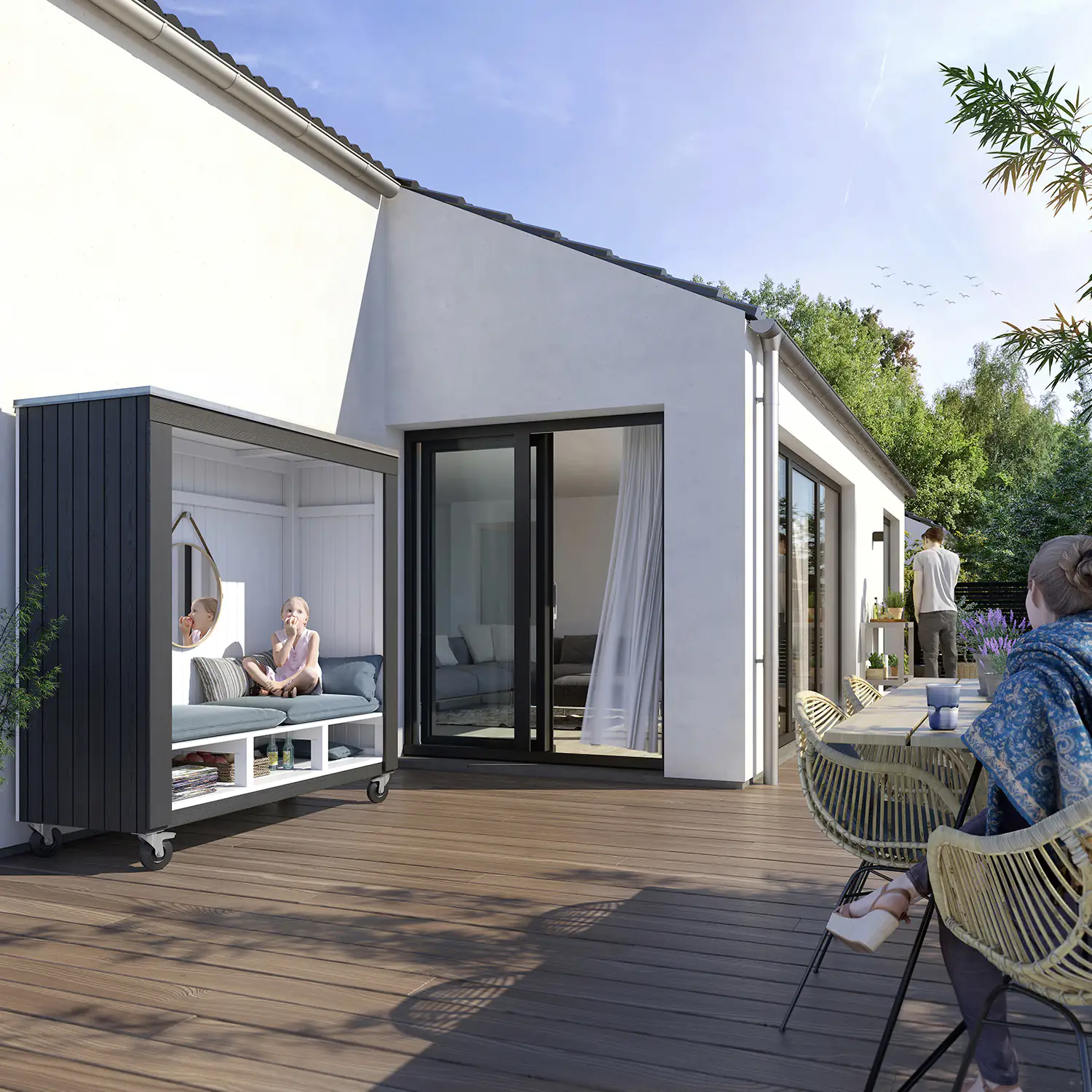 Plus Loungehaus Siesta Sommerly 179 x 67 x 183 cm natur mit Fußboden