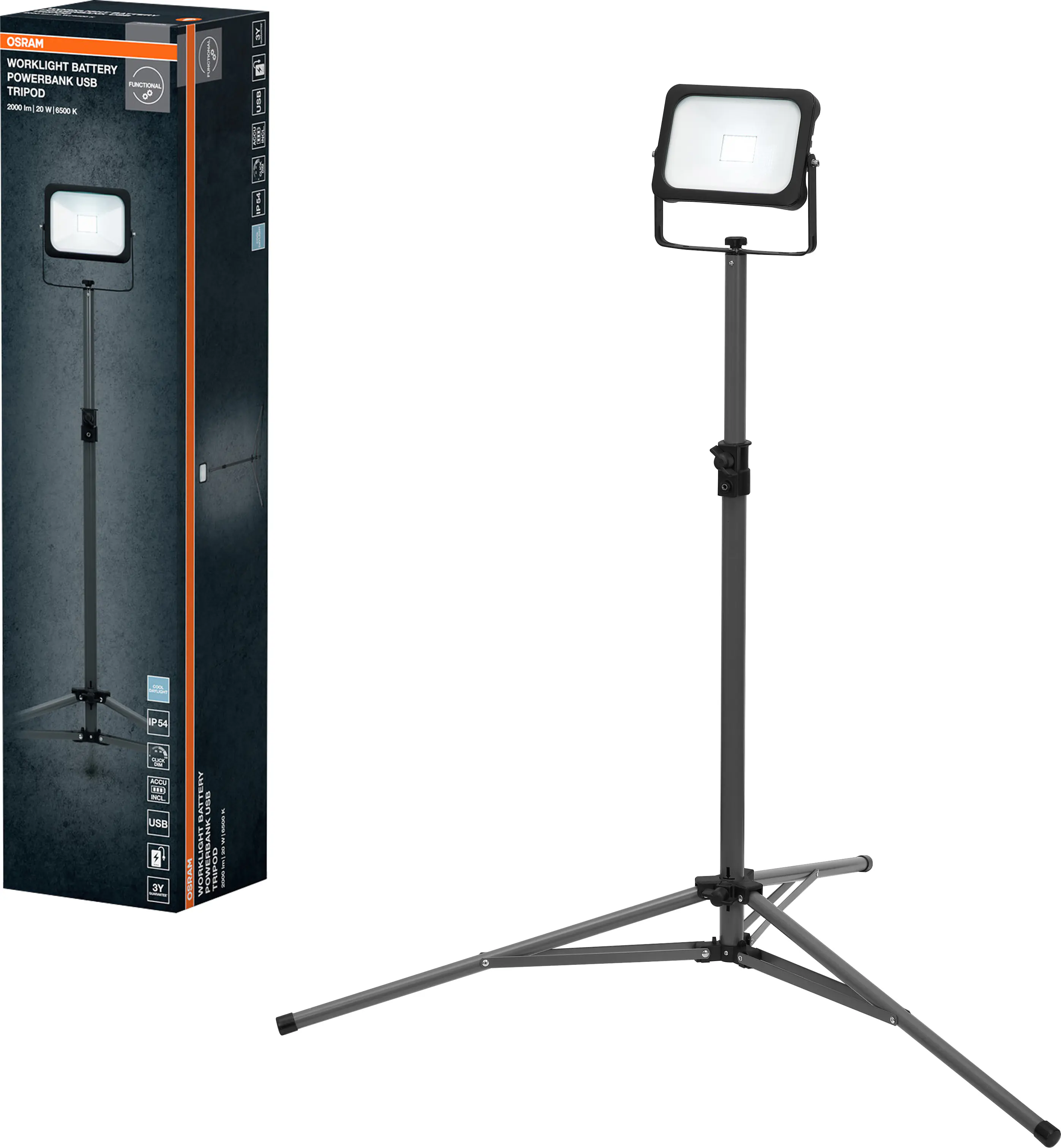 Osram LED-Baustrahler Worklight Value Tripod IP54 20 W dimmbar