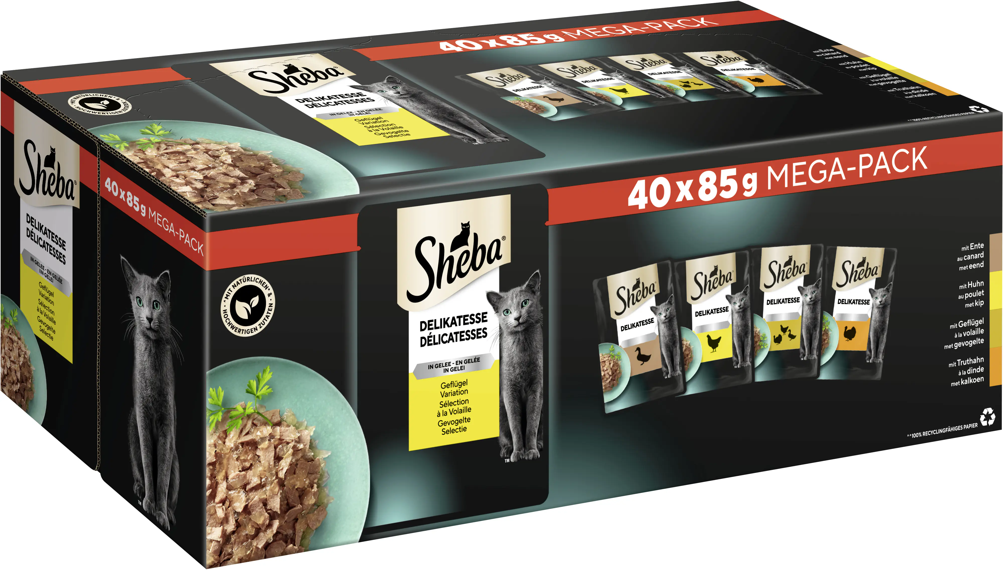 Sheba Delikatesse Multipack Portionsbeutel Geflügel Variation in Gelee