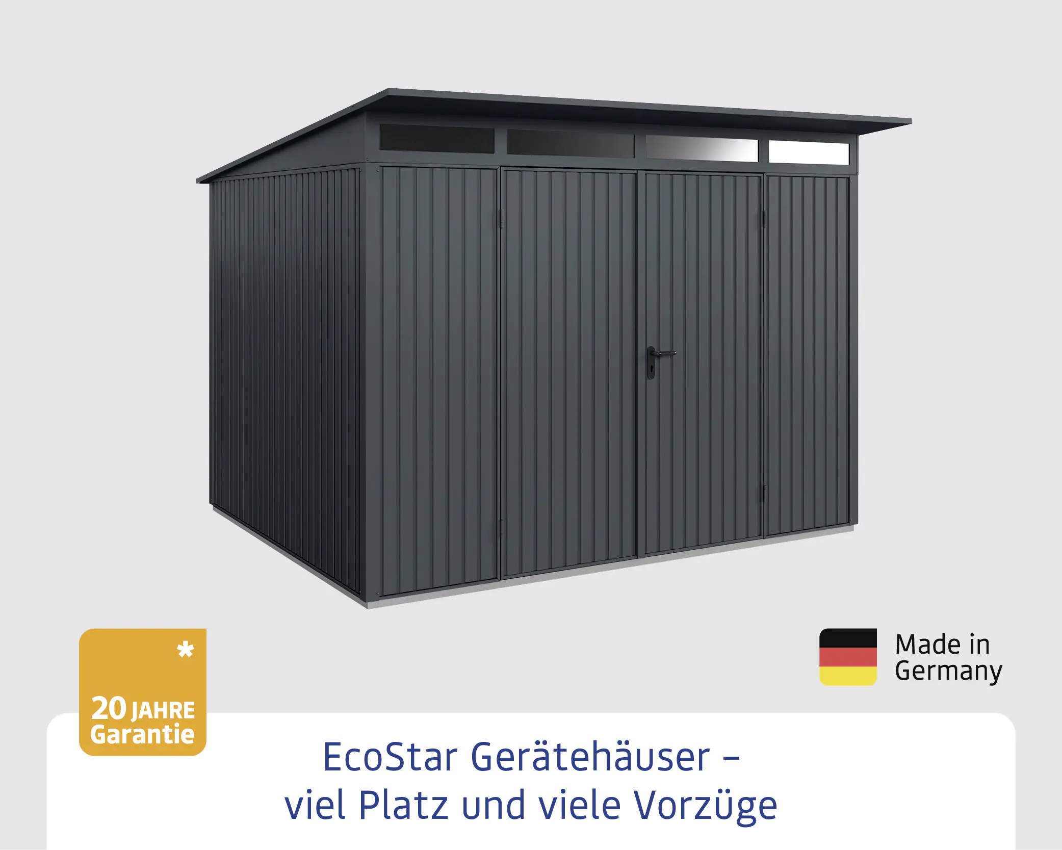EcoStar Gerätehaus Trend-P Typ 3 anthrazitgrau 312,7 x 283,4 x 232,3 cm