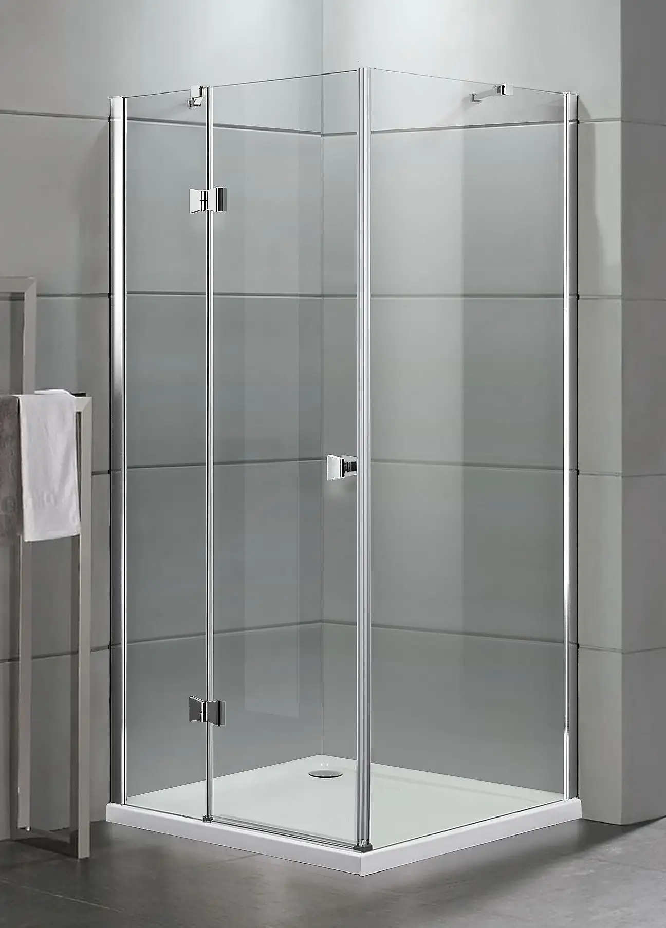 TrendLine Dusch-Drehtür links mit Seitenwand Easy-6 90 x 90 cm Klarglas