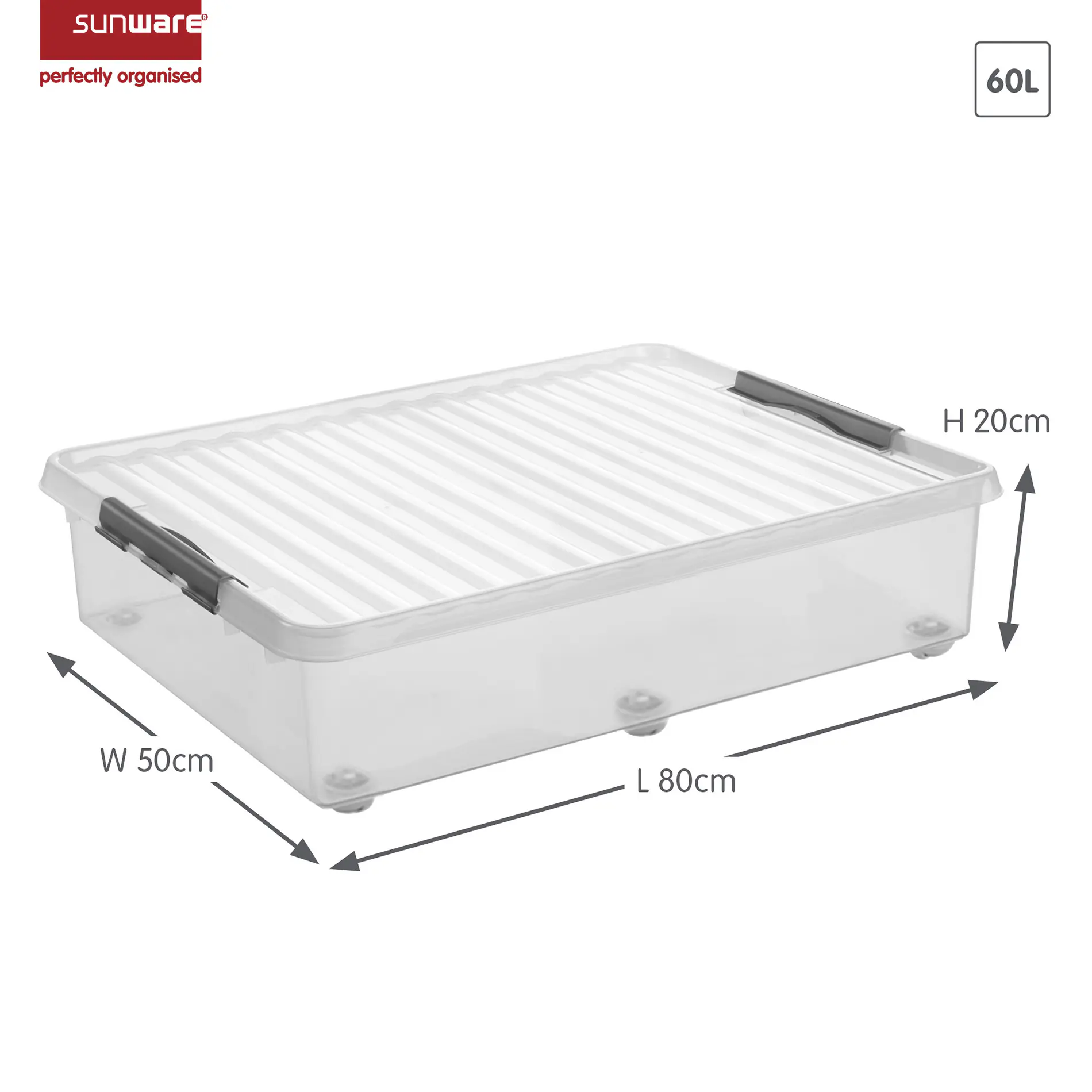 Sunware Rollerbox  Q-line 60L transparent metallfarbig 80 x 50 x 20 cm