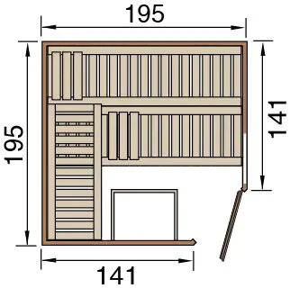 Weka Massivholzsauna Cubilis 2 Eck mit Glastür und Fenster