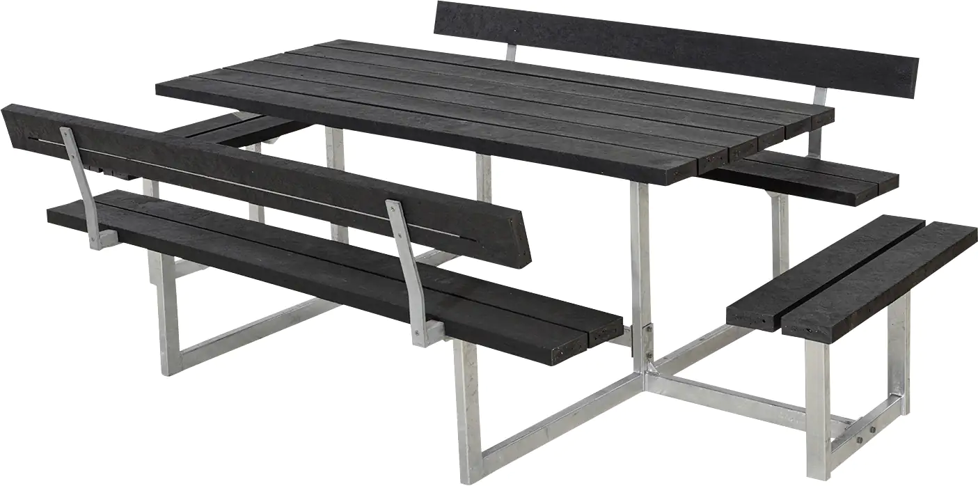 Plus Kombimöbel Basic 260 x 184 x 73 cm, 2 Rückenlehnen, Kunststoff schwarz
