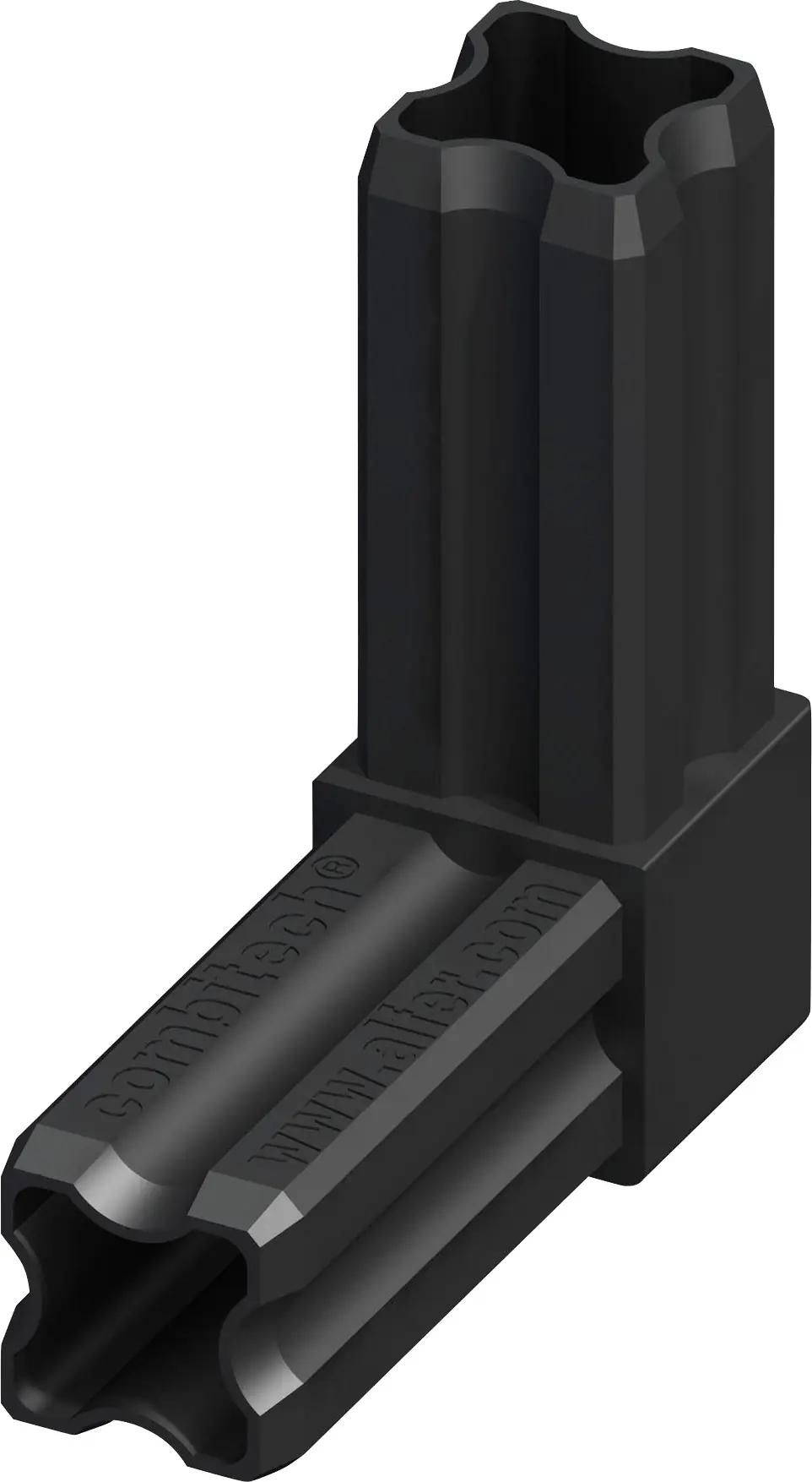 alfer Winkel-Verbinder 90º, 2 Zapfen, 23.5 mm (Kunststoff) glatt schwarz