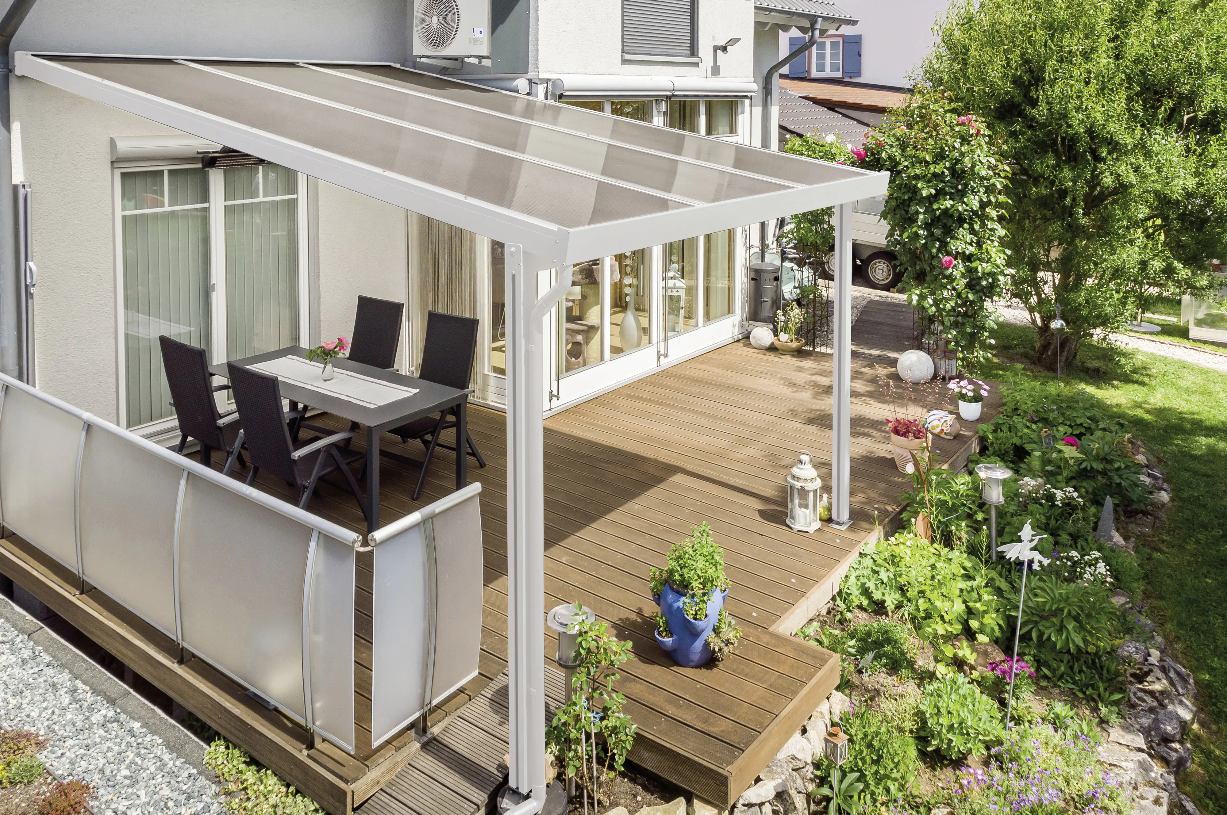 Gutta Premium Terrassendach 309,4 x 306 cm weiß Acryl bronce 16 mm