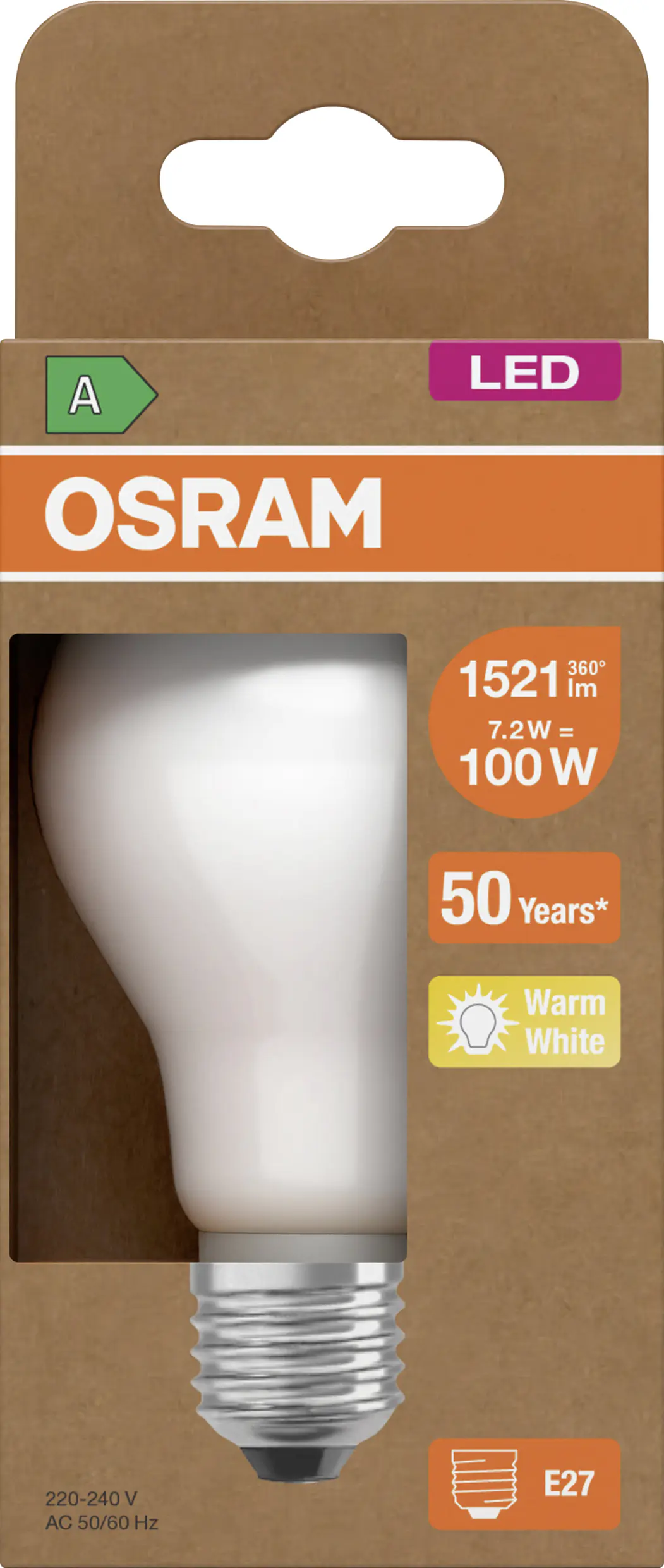 Osram LED Leuchtmittel Classic E27 7,2W matt warmweiß