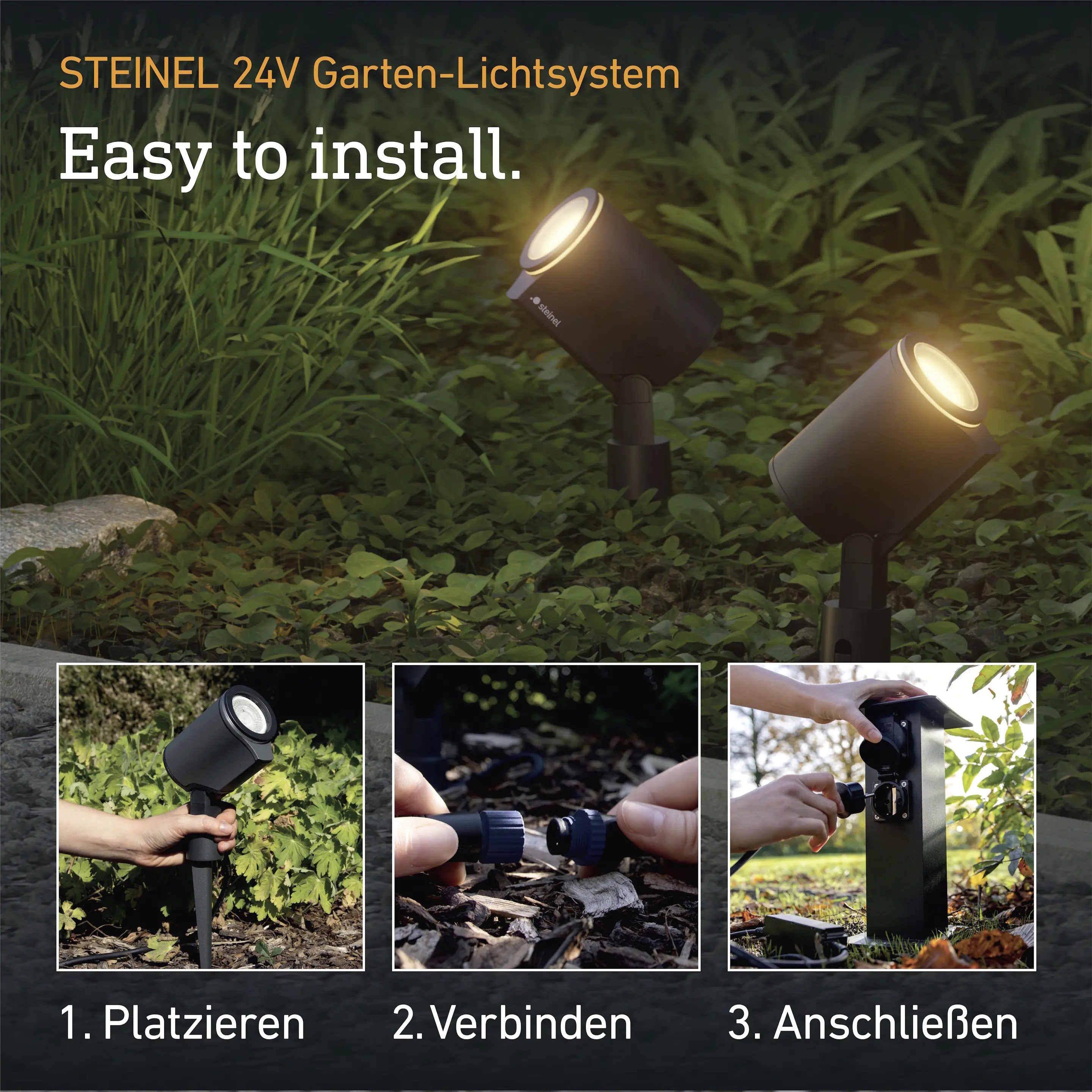 Steinel LED Strahler Spot Garden 24V schwenkbar + Bewegungssensor warmweiß-neutralweiß anthrazit