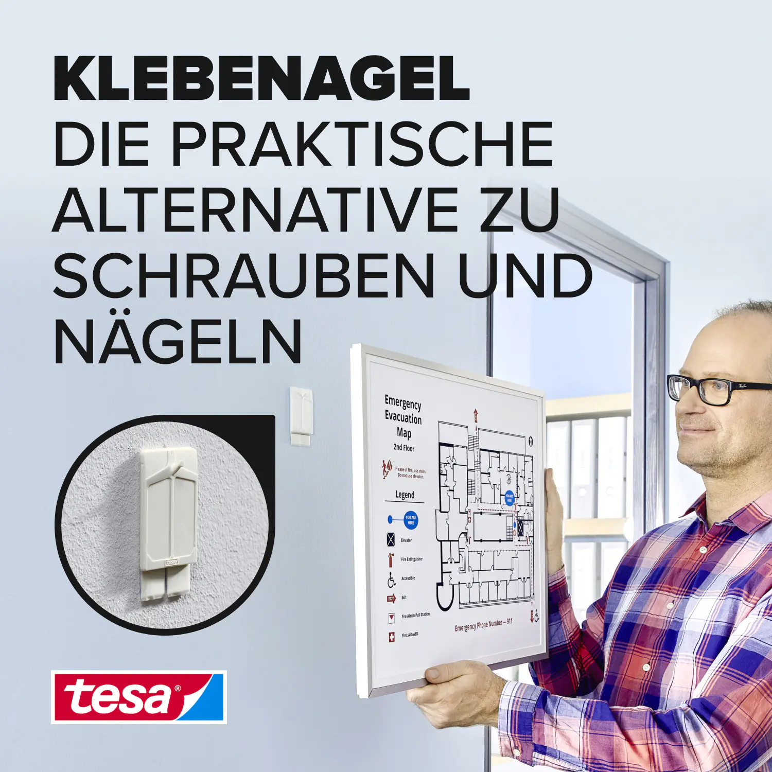 tesa Klebenagel Traglast 2 kg, 2 Stück