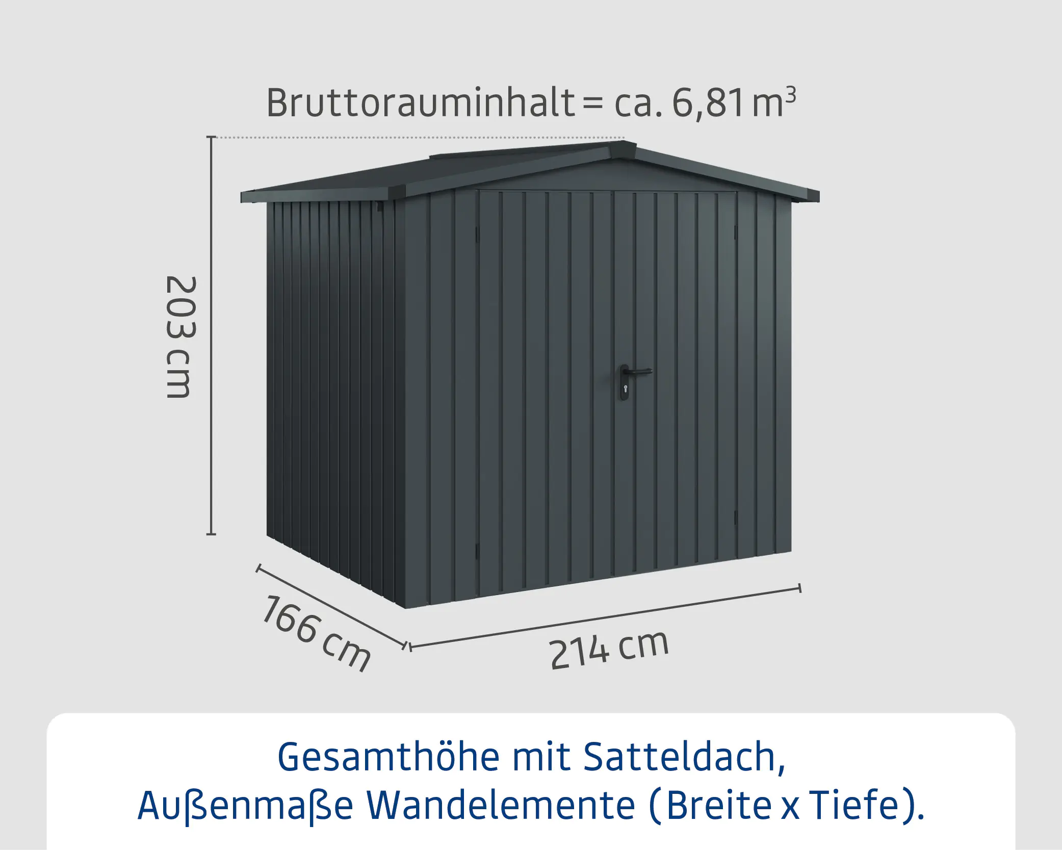 EcoStar Metallgerätehaus Euroline ESD4 anthrazit 214 x 166 cm 2-flg.