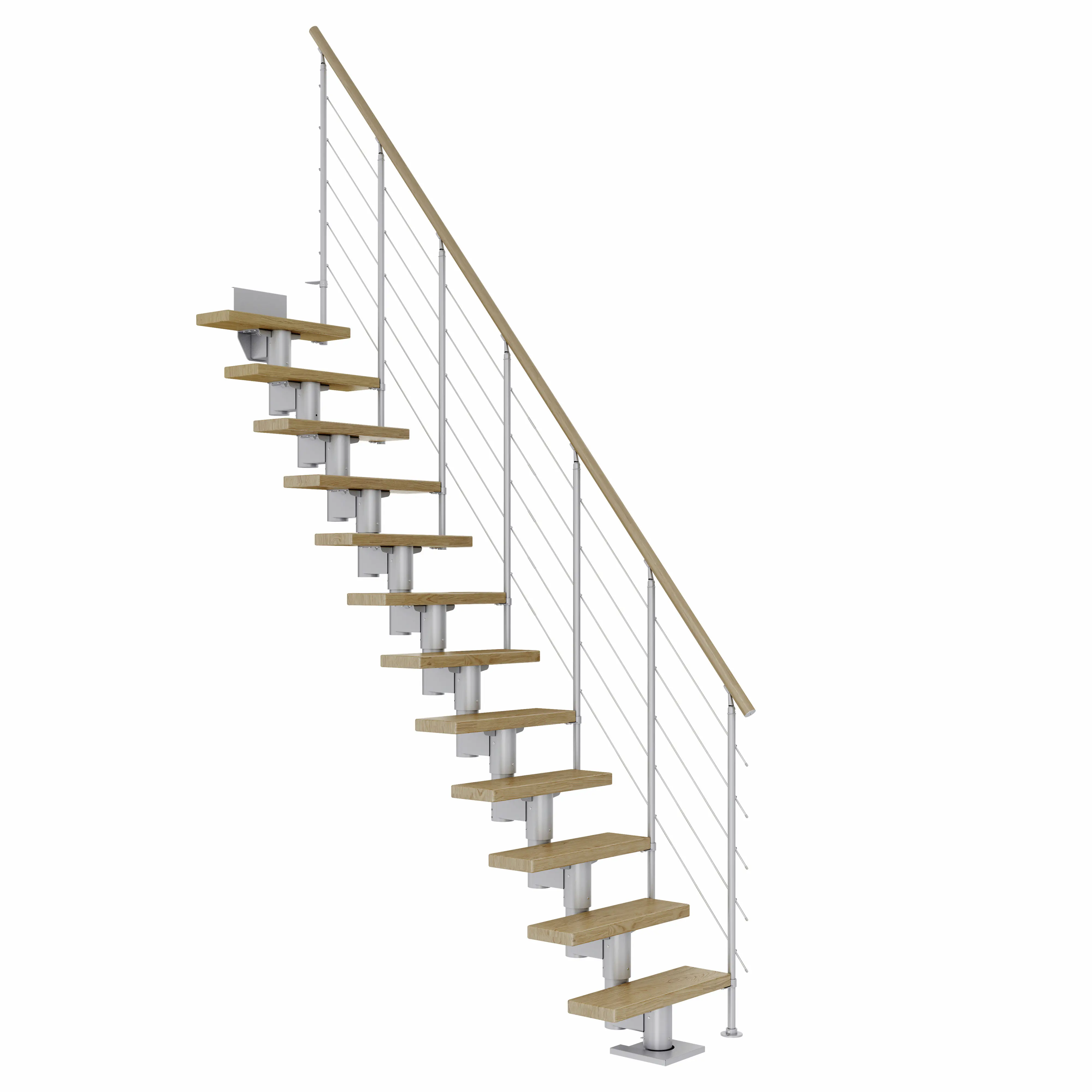 Dolle Mittelholmtreppe Dublin gerade perlgrau 11 Stufen Eiche