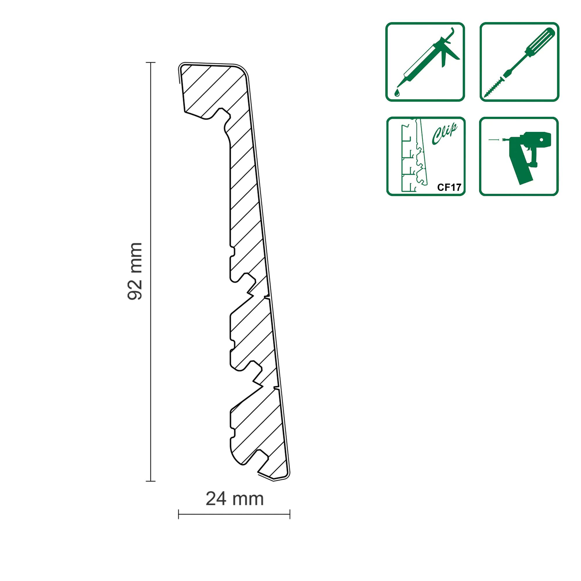 Neuhofer Fußleiste 240 cm x 92 x 24 mm weiß