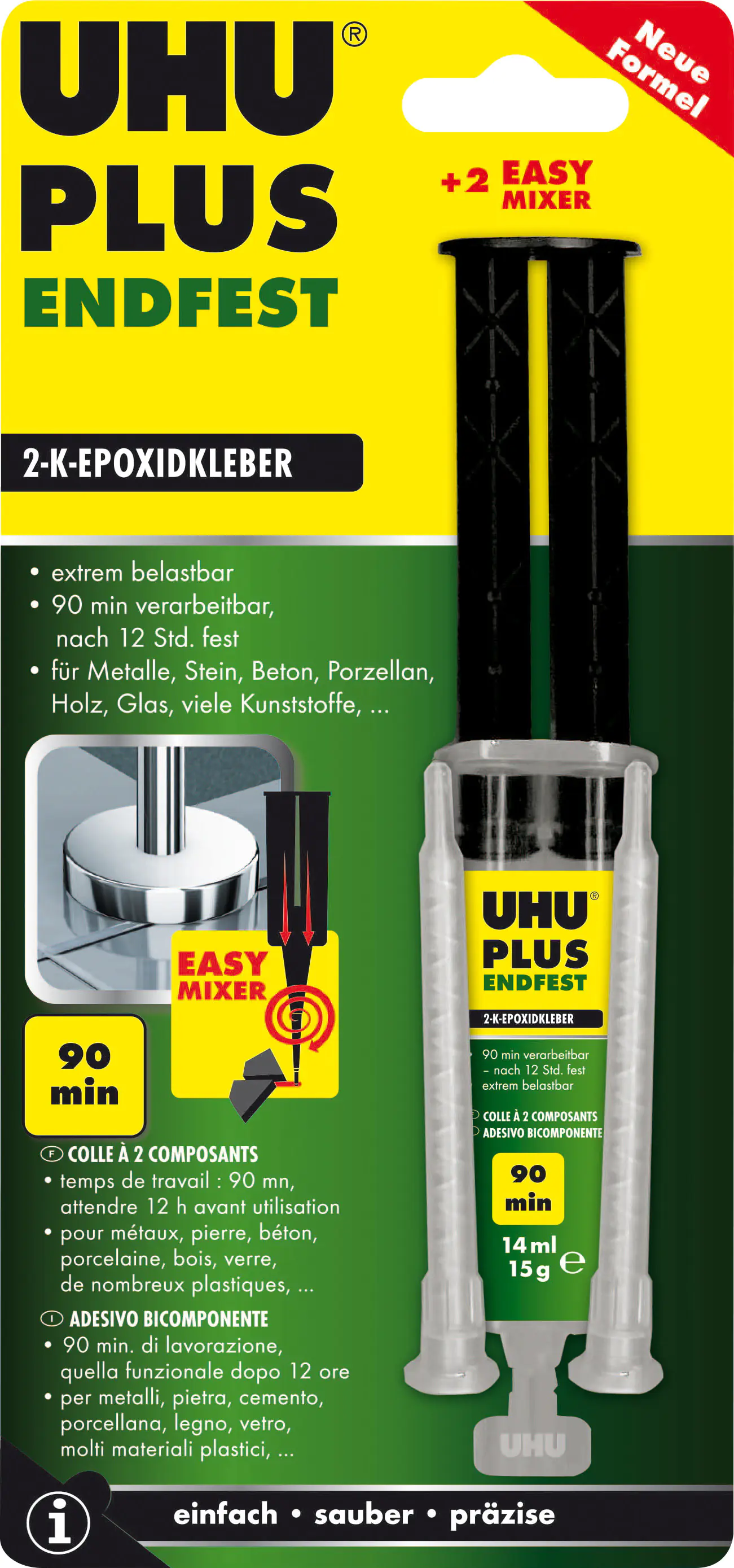 UHU plus endfest 90 min Doppelkammerspritze inkl. stat. Mischer 15 g