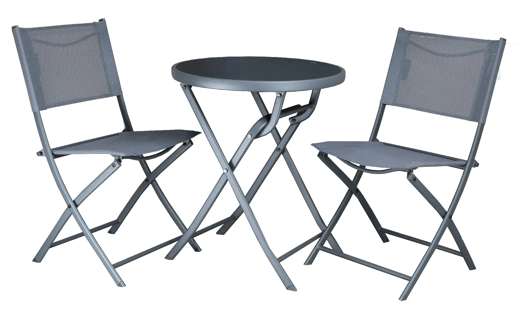 WESTFIELD Balkonset anthrazit 2 x Stuhl, 1x Tisch Ø 60 cm
