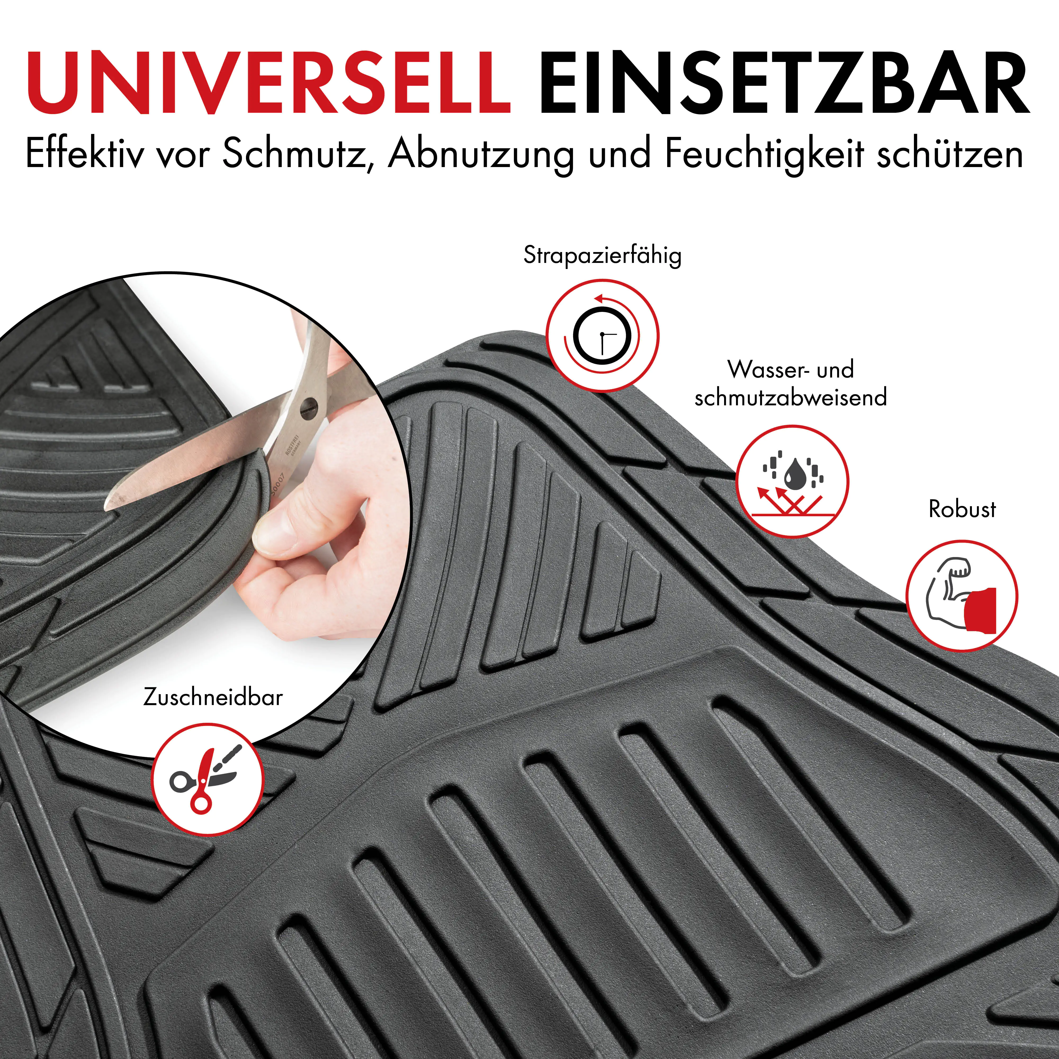 Walser Universal Fußmatten Herkules zuschneidbar schwarz 4-teilig