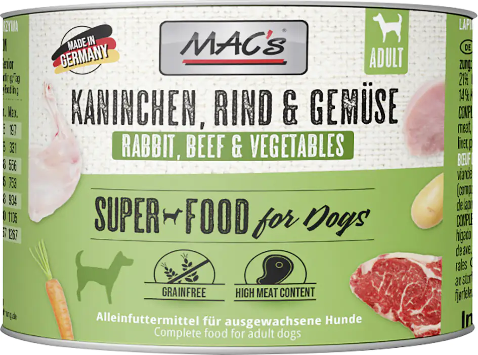 Macs Dog Hundenassfutter Adult getreidefrei 200 g Kaninchen & Rind