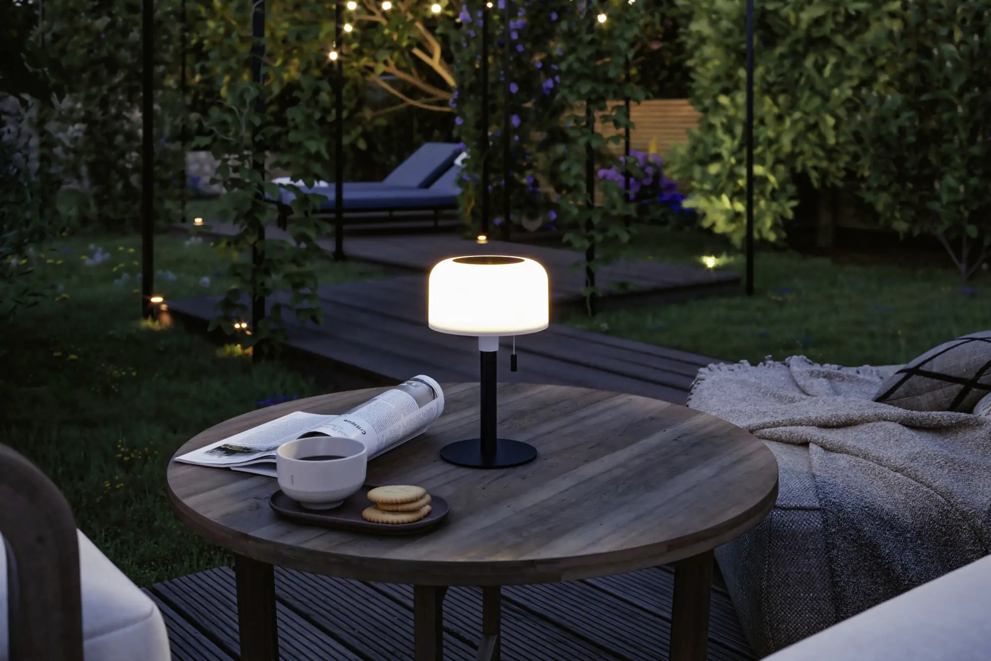 Paulmann Solar-Akku-Tischleuchte Bartja schwarz 24 cm warmweiß