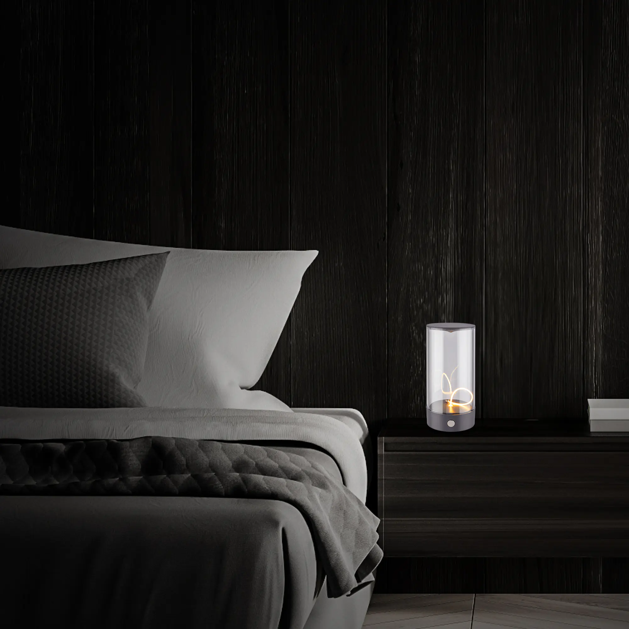 Briloner LED Akku-Tischleuchte Wiggle anthrazit 15 cm warmweiß dimmbar