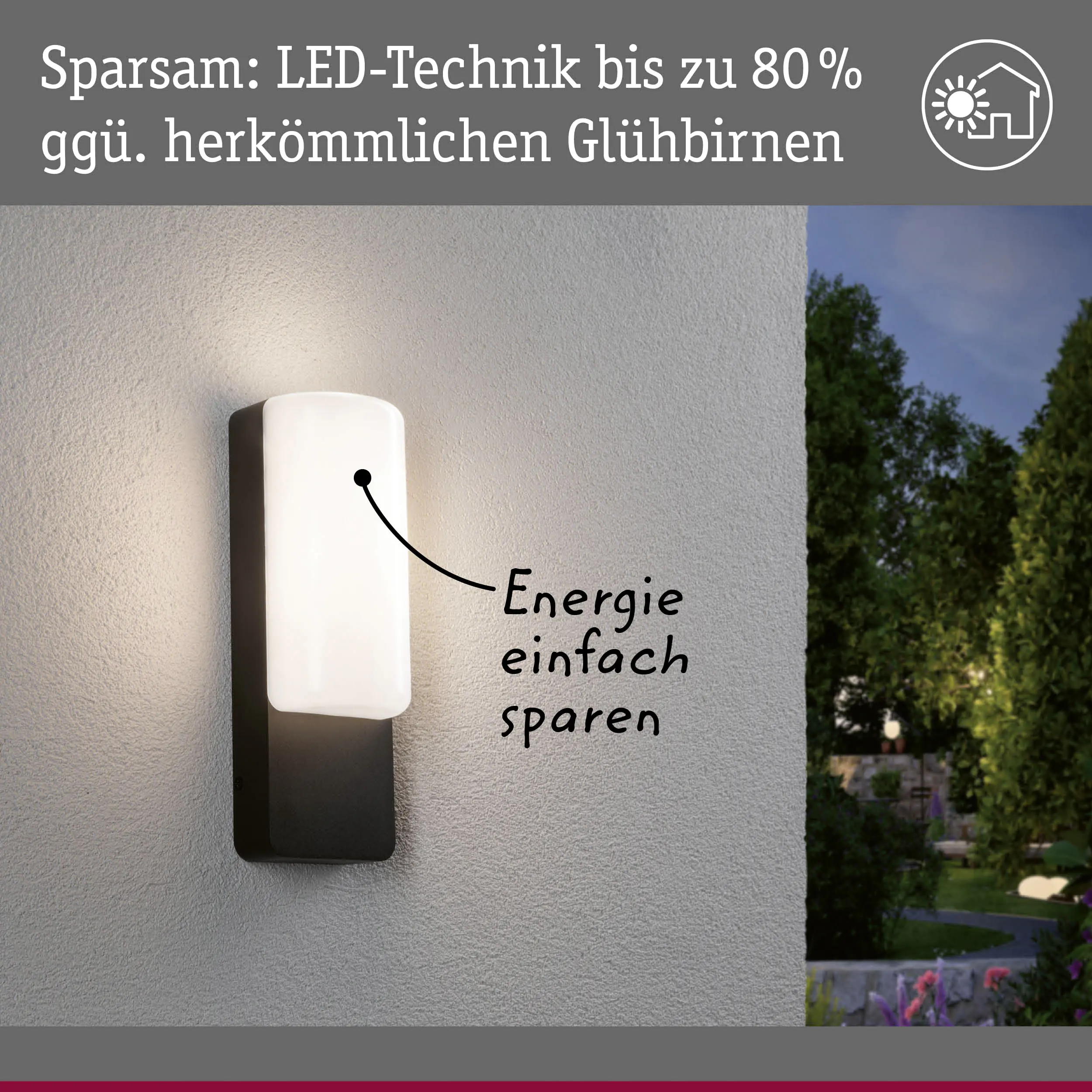 Paulmann LED Außen-Wandleuchte Bonnie anthrazit 26,3 x 9,3 cm 